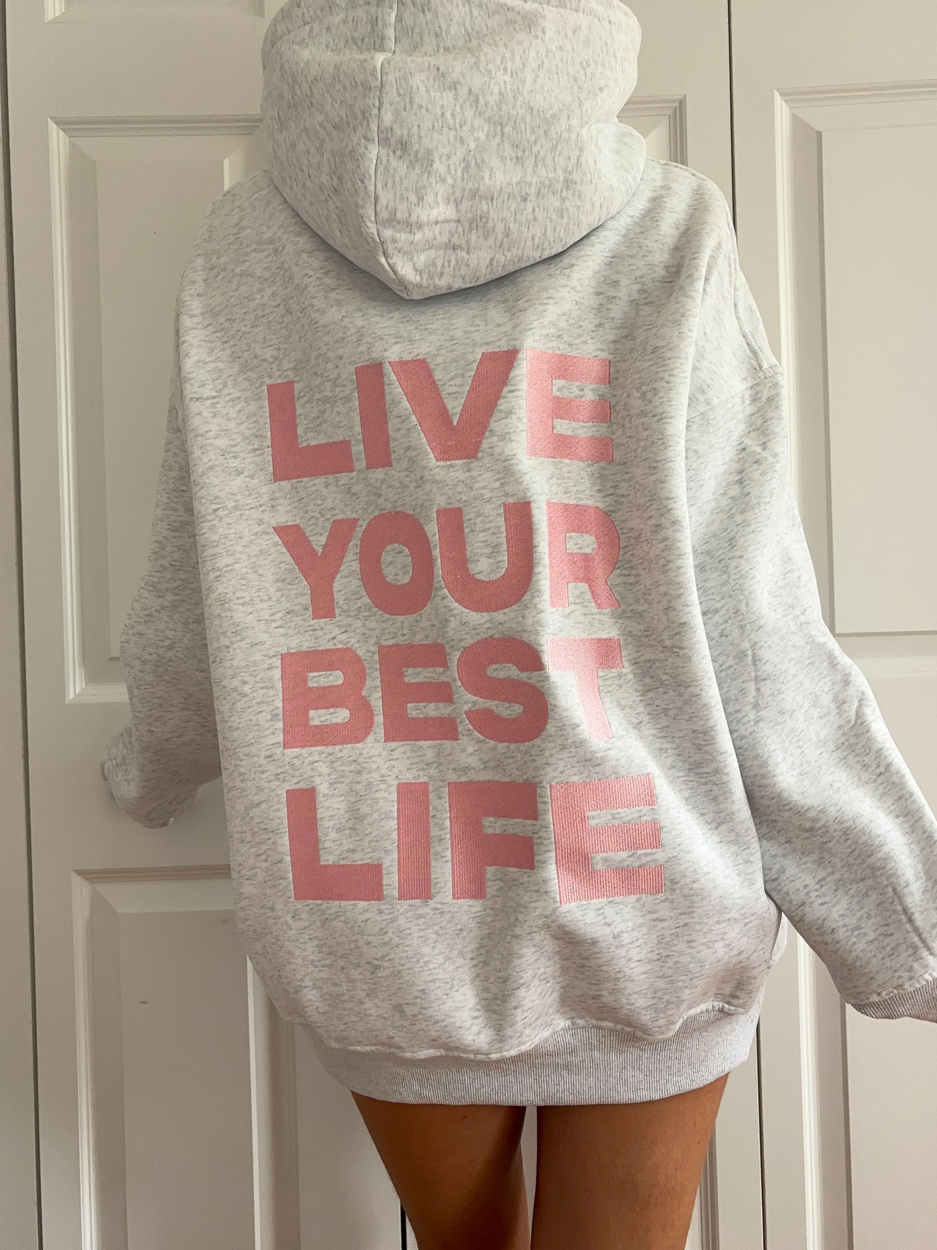 Pearl Grey Live Your Best Life Embroider Hoodie - Image 11
