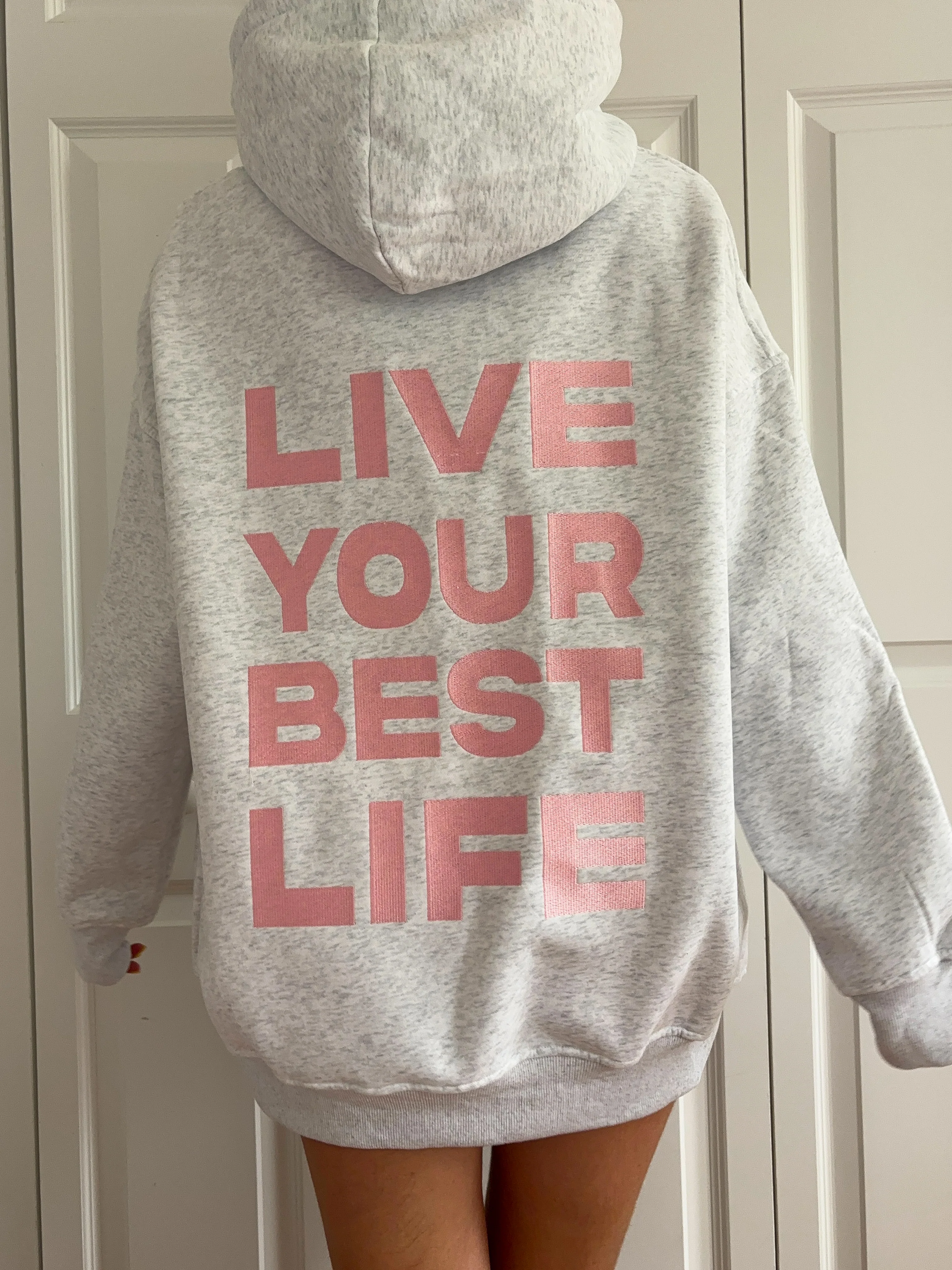 Pearl Grey Live Your Best Life Embroider Hoodie - Image 12