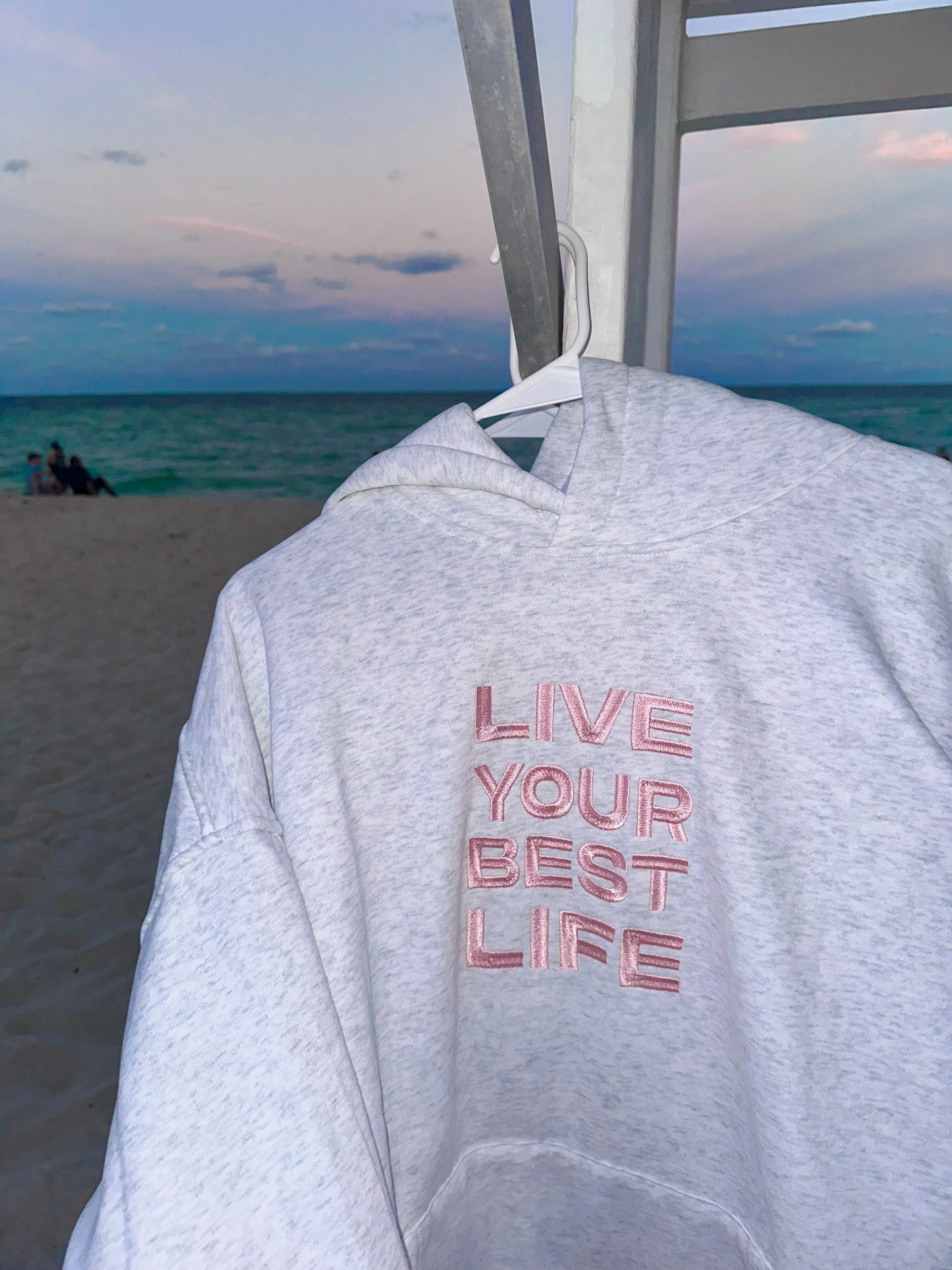 Pearl Grey Live Your Best Life Embroider Hoodie - Image 7