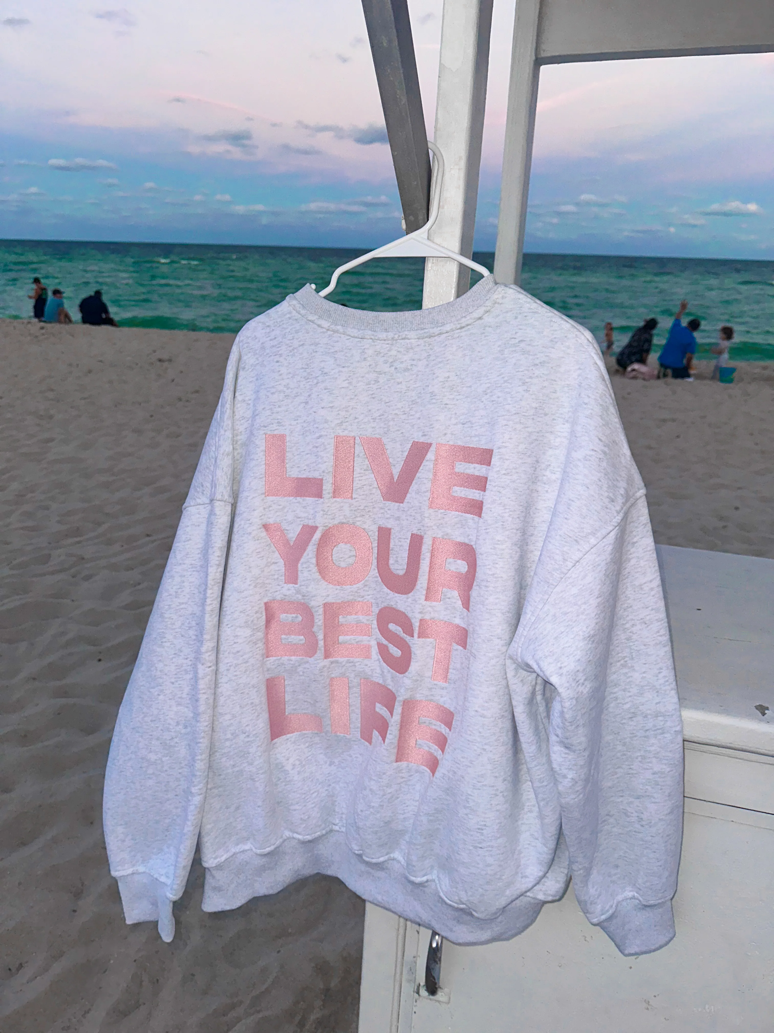 Pearl Grey Live Your Best Life Embroider Sweatshirt - Image 4