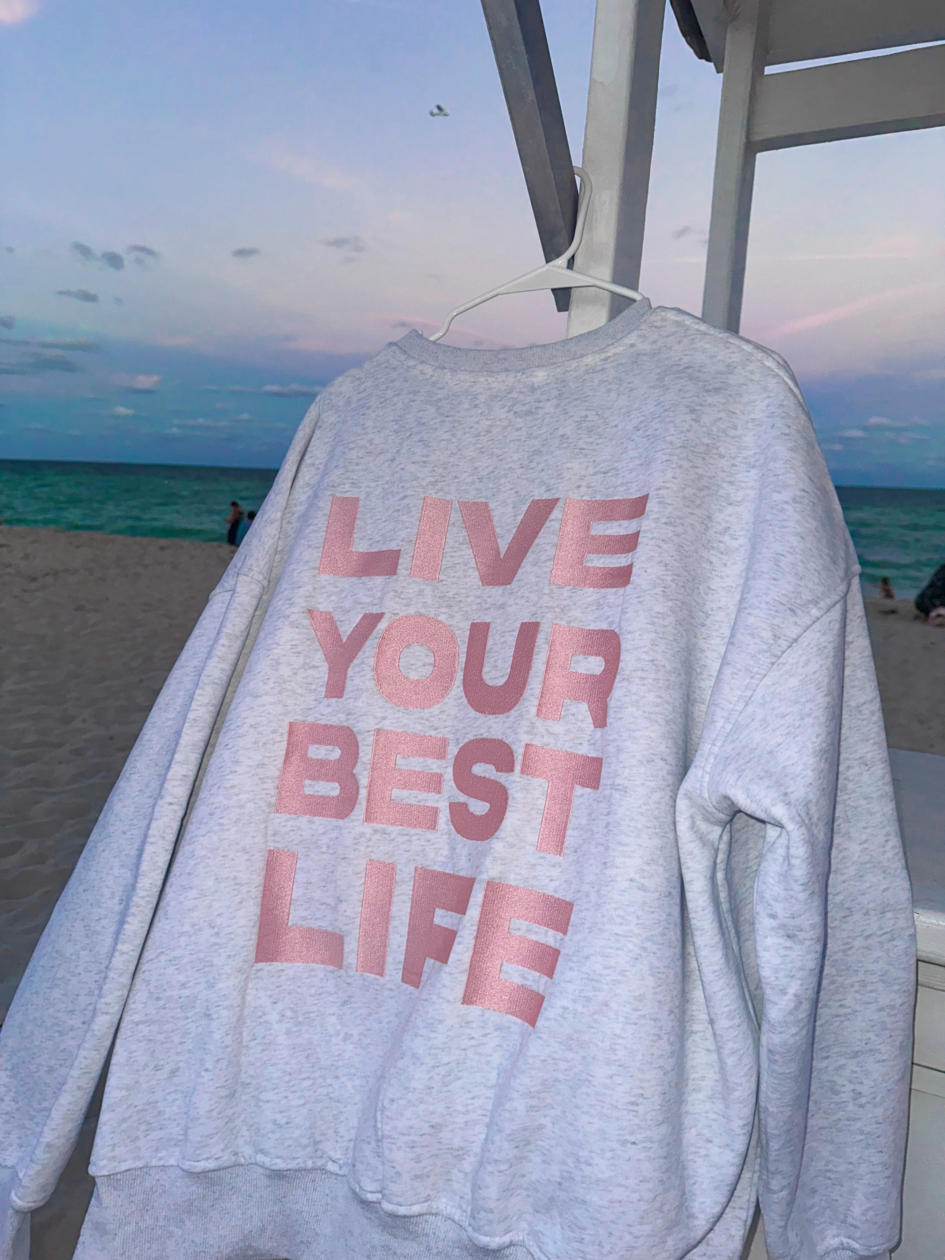 Pearl Grey Live Your Best Life Embroider Sweatshirt - Image 5