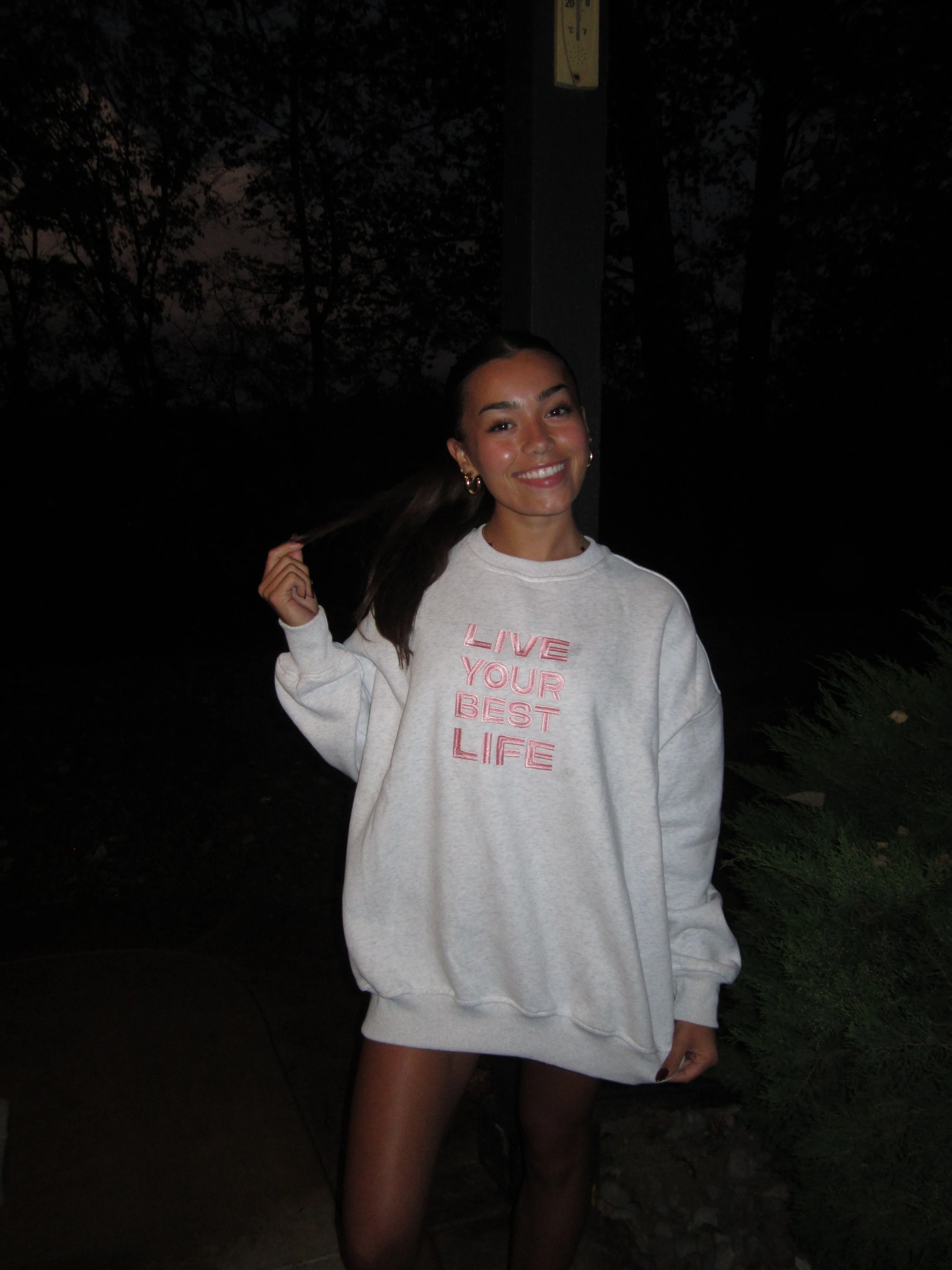 Pearl Grey Live Your Best Life Embroider Sweatshirt - Image 7
