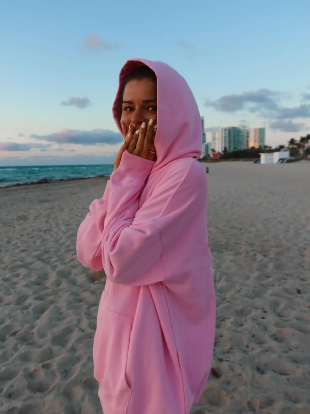 Lottie Pink Bikini Beaded Ocean Oversized Hoodie 100% Cotton - Image 10