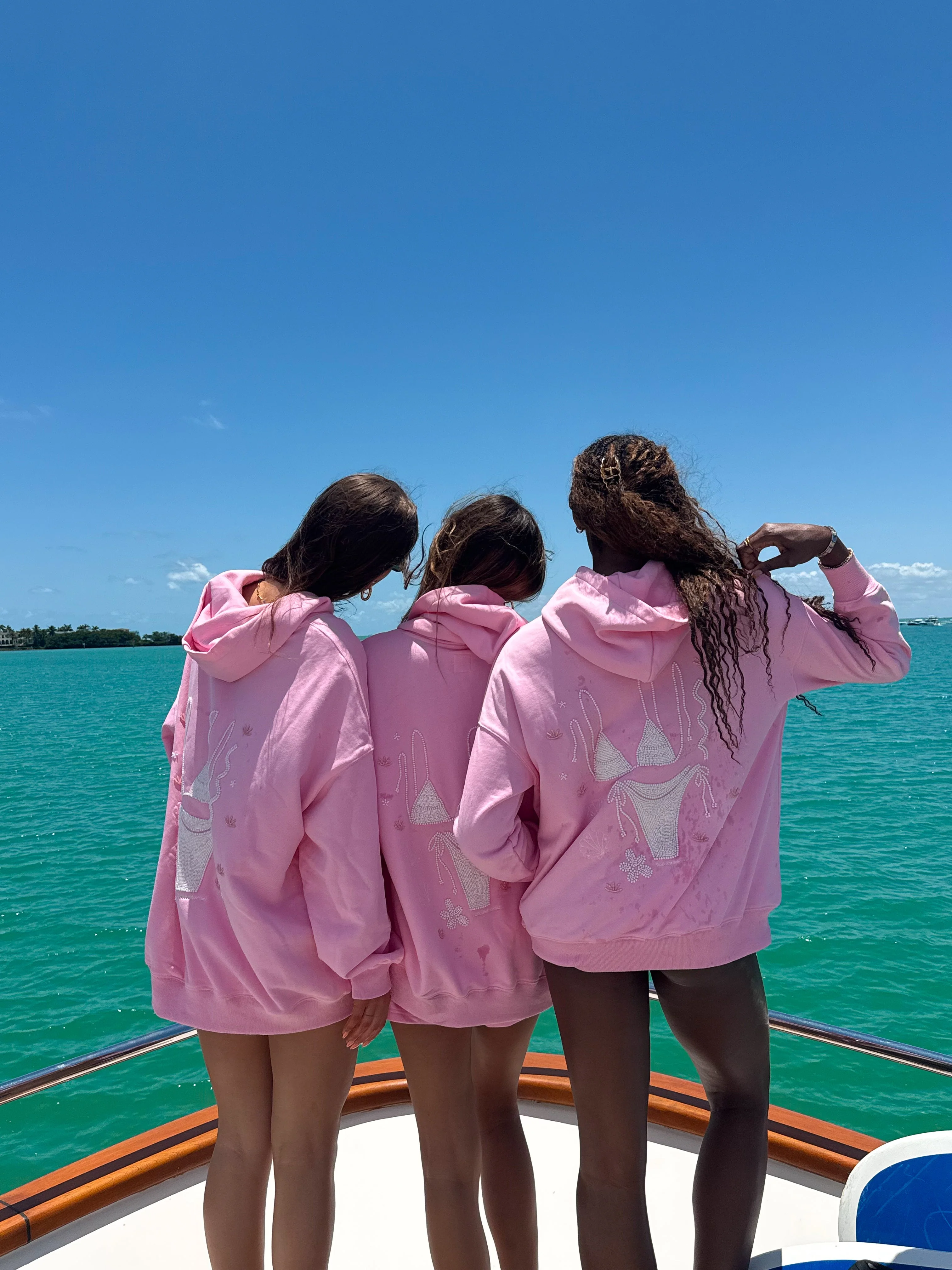 Lottie Pink Bikini Beaded Ocean Oversized Hoodie 100% Cotton - Image 19