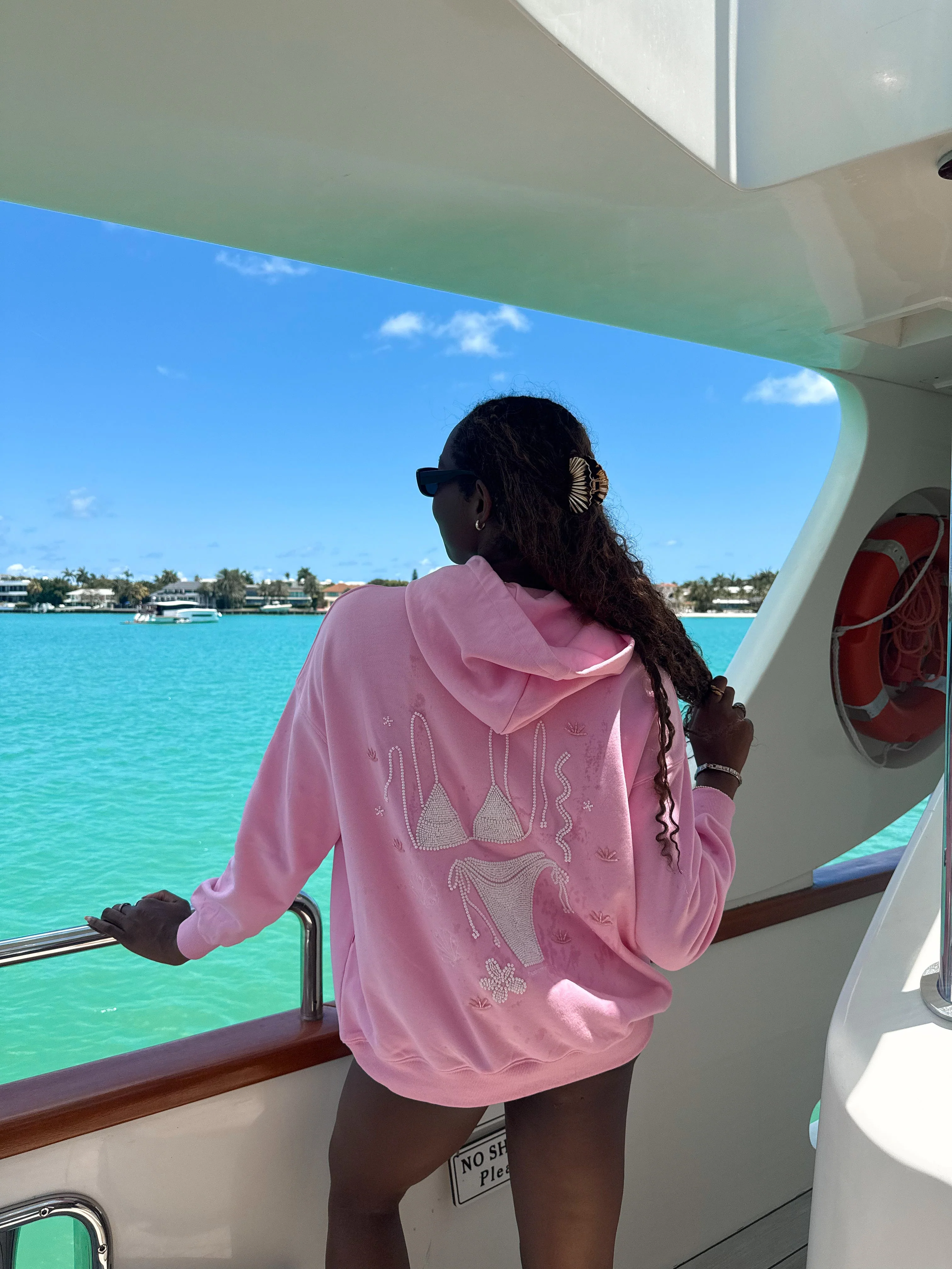 Lottie Pink Bikini Beaded Ocean Oversized Hoodie 100% Cotton - Image 22