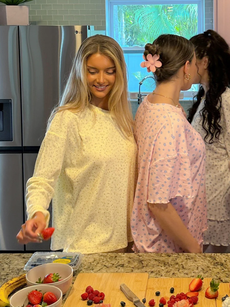 Lemon Floral Long Sleeve Pajama Top - Image 10