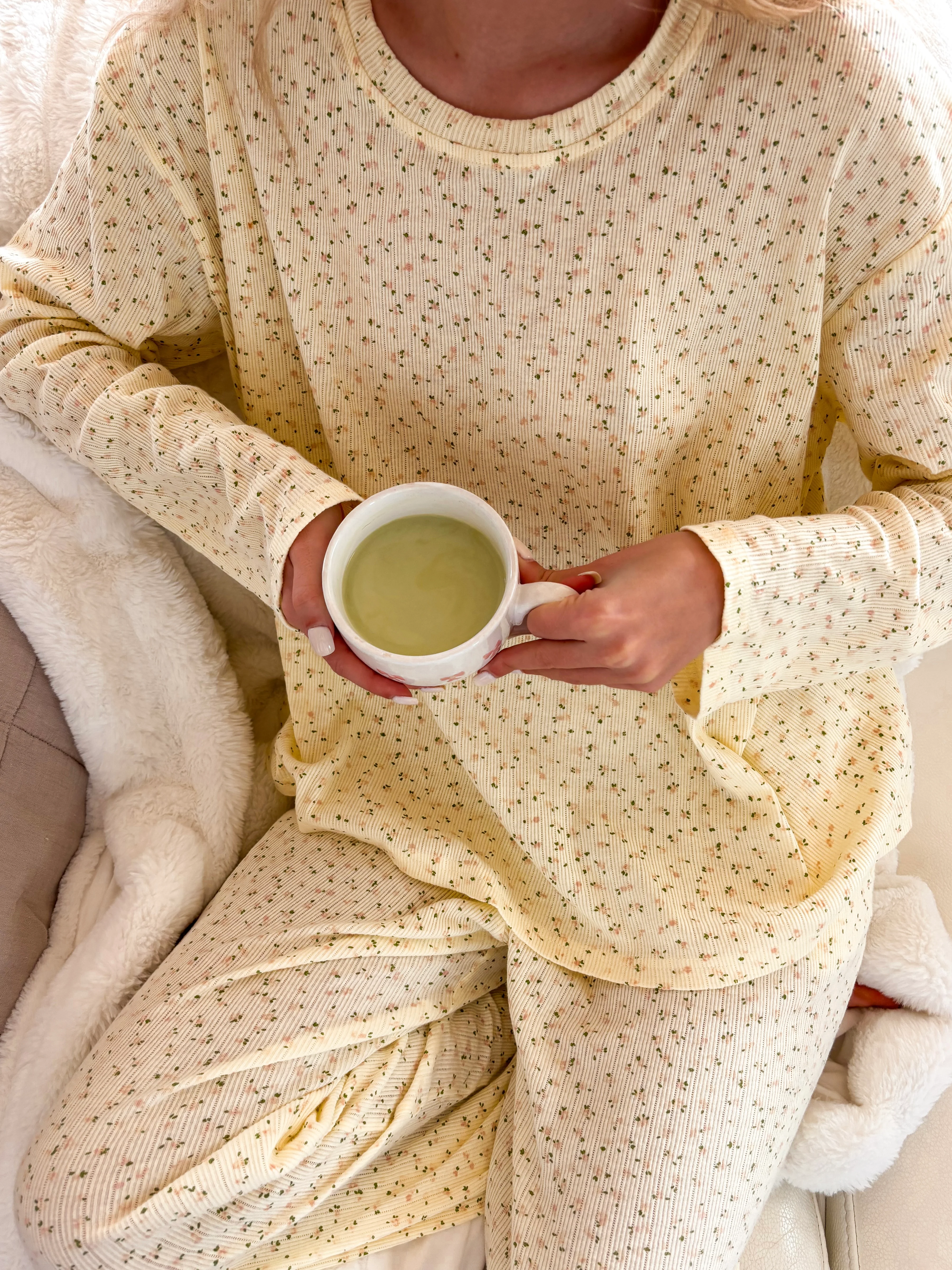 Lemon Floral Long Sleeve Pajama Top - Image 7