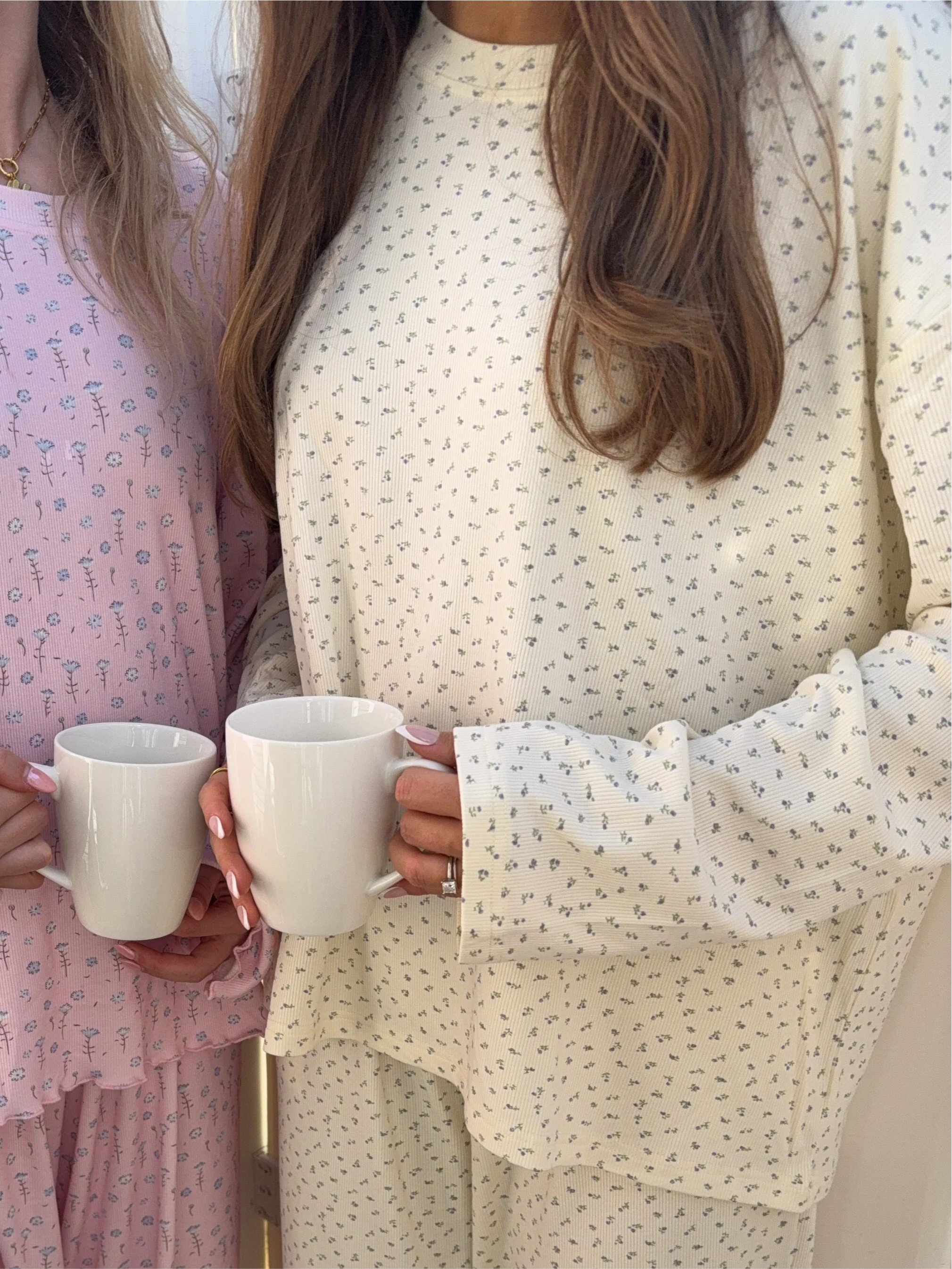 Pale Floral Long Sleeve Pajama Top - Image 3