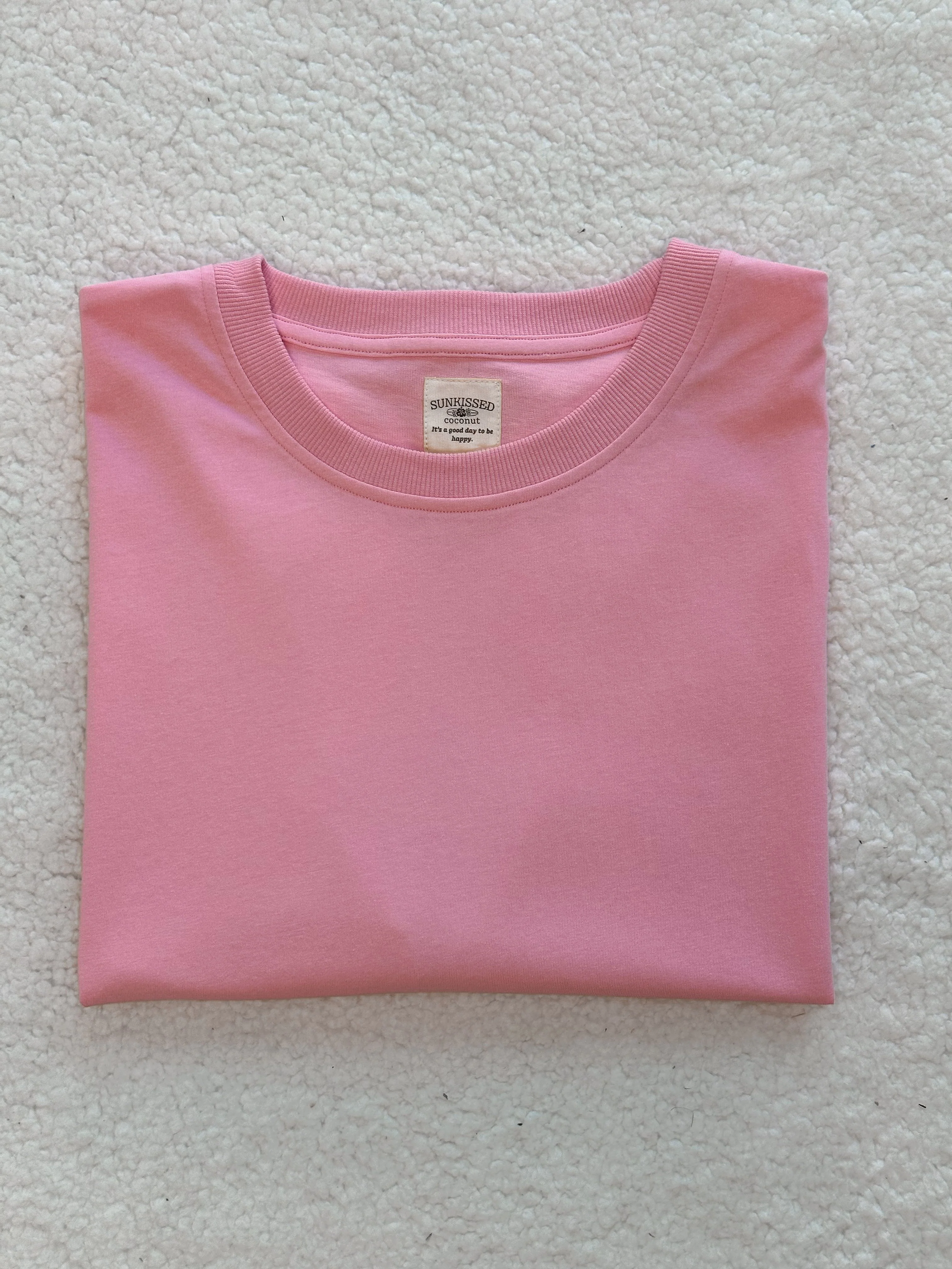 Lush Pink Basic Slightly Cropped Blank Tee - Image 3