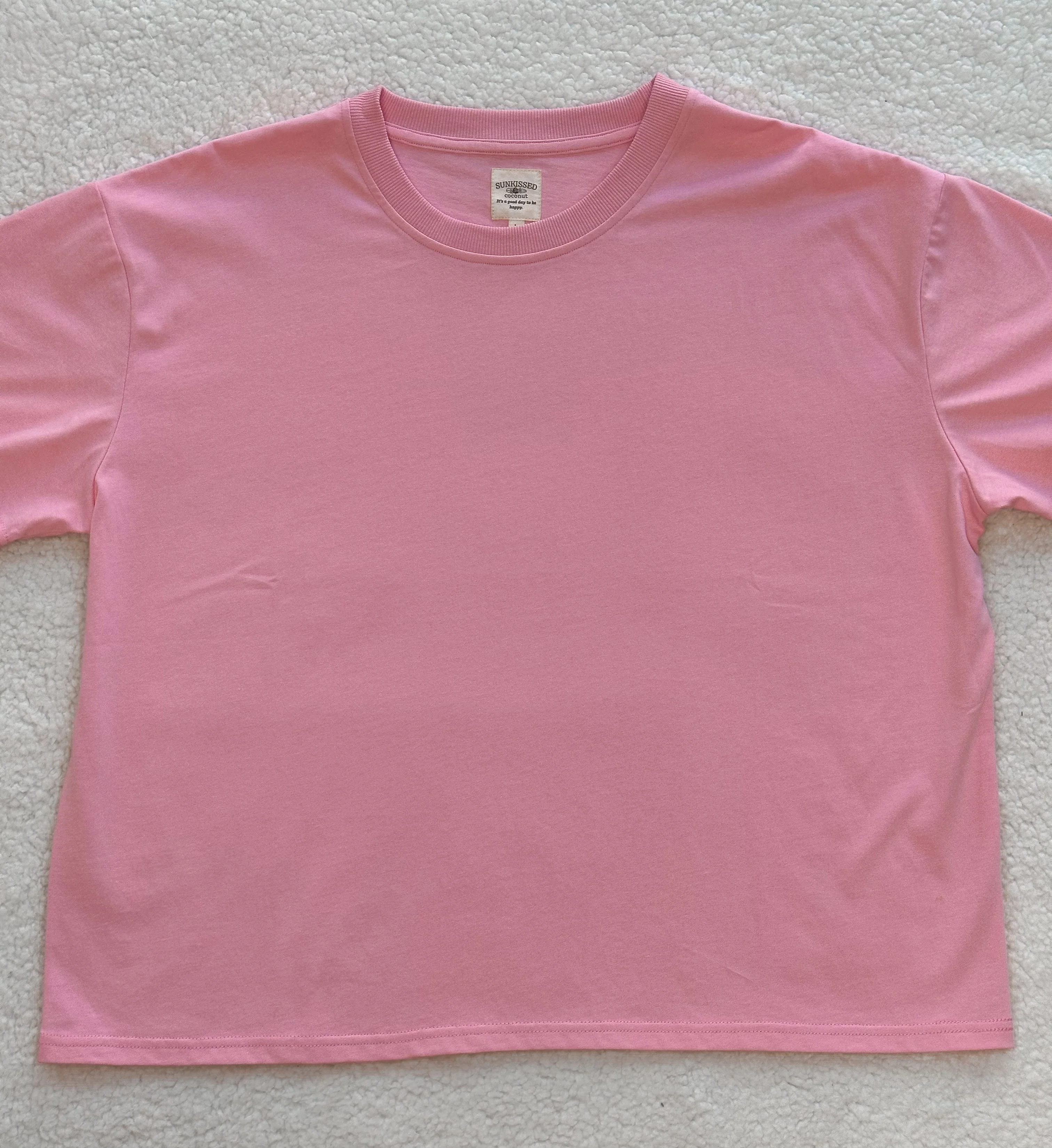 Lush Pink Basic Slightly Cropped Blank Tee - Image 4