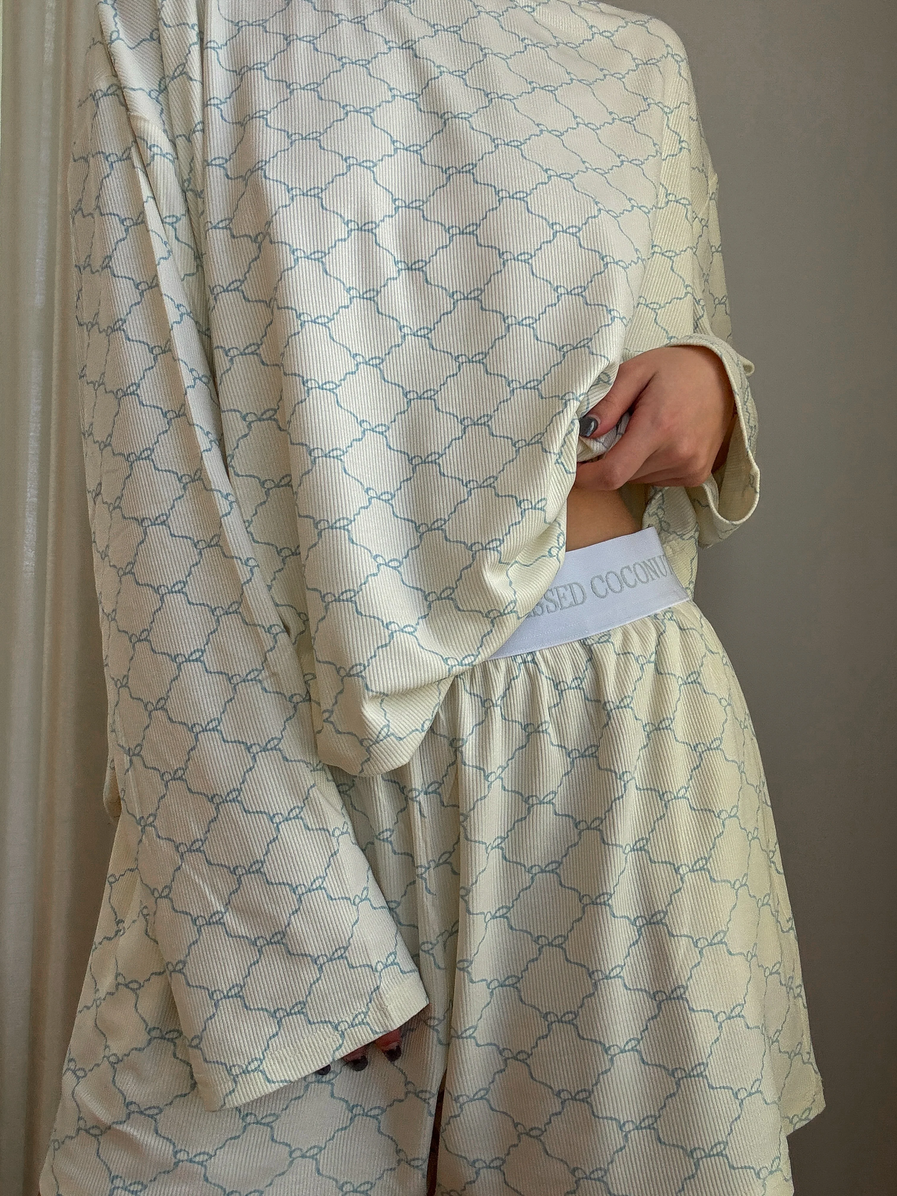 Luxurious Coquette Bow Pajama Top (pale yellow) - Image 5