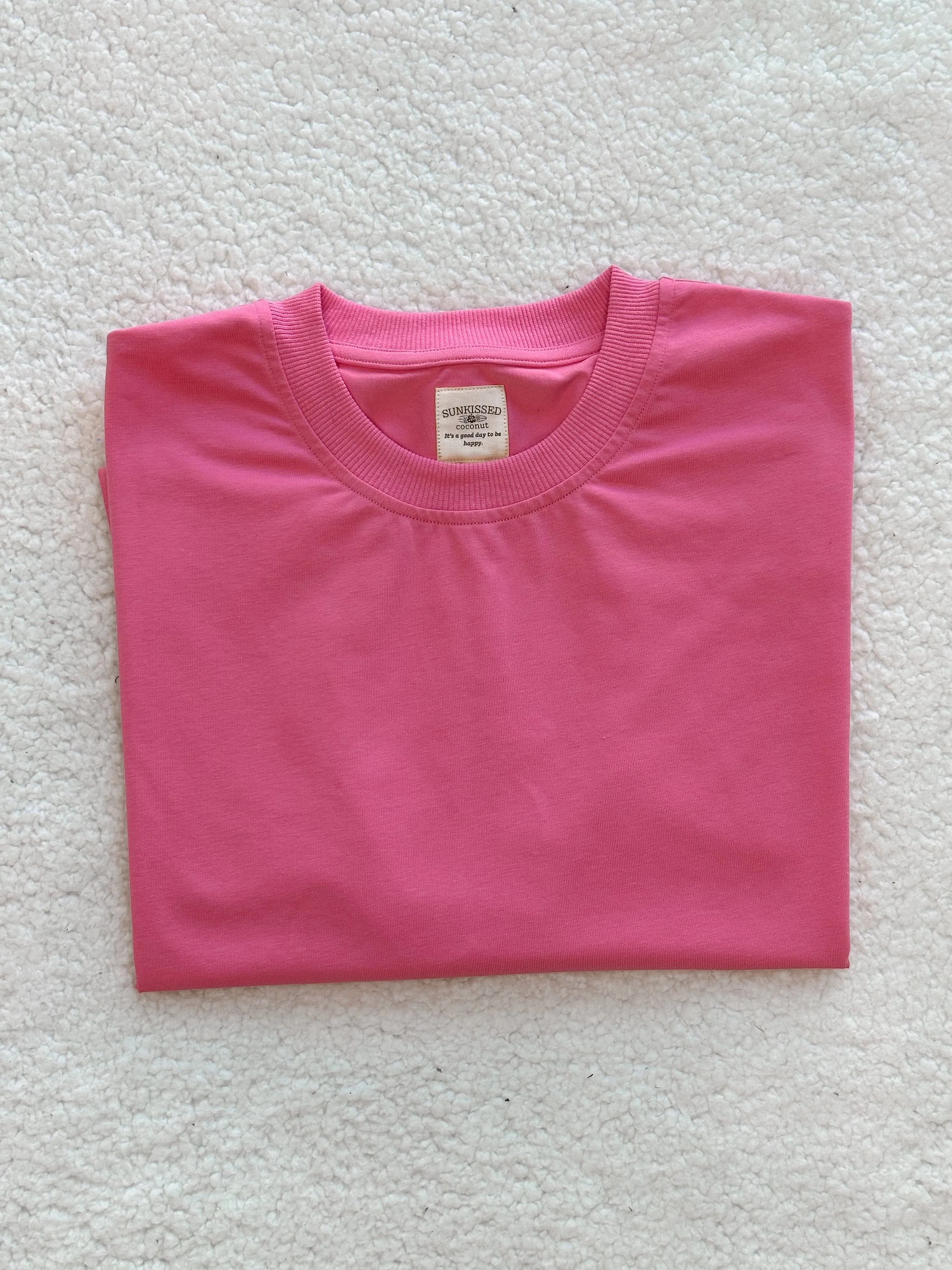 Malibu Pink Basic Slightly Cropped Blank Tee - Image 4