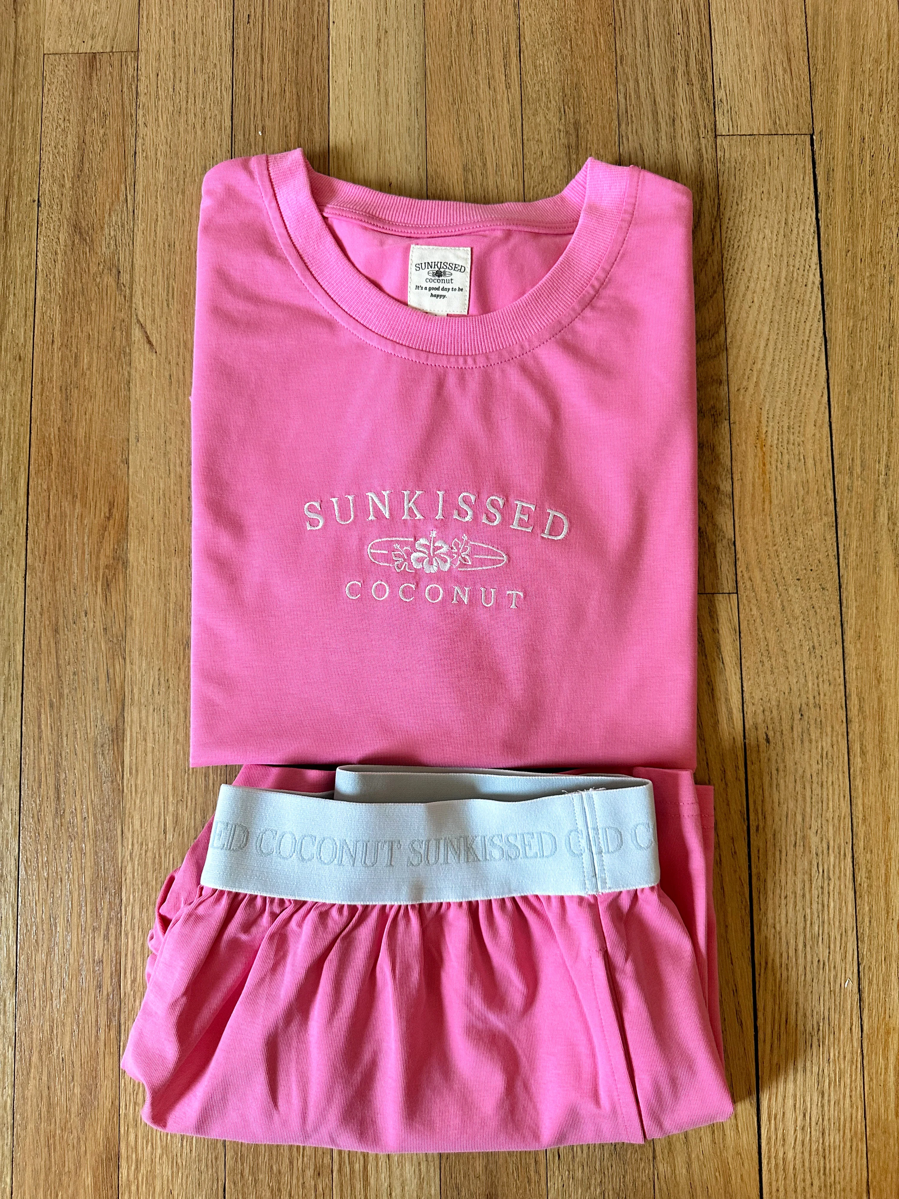 Malibu Pink Basic Watercolor Embroider Tee - Image 2