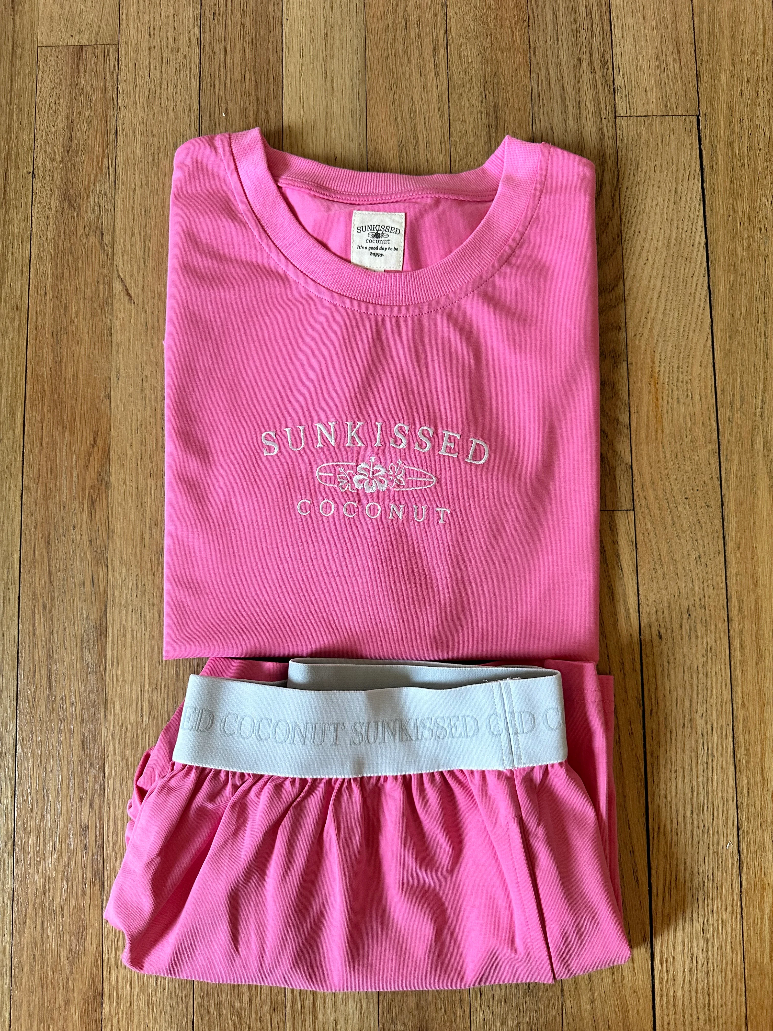 Malibu Pink Basic Watercolor Embroider Tee - Image 4