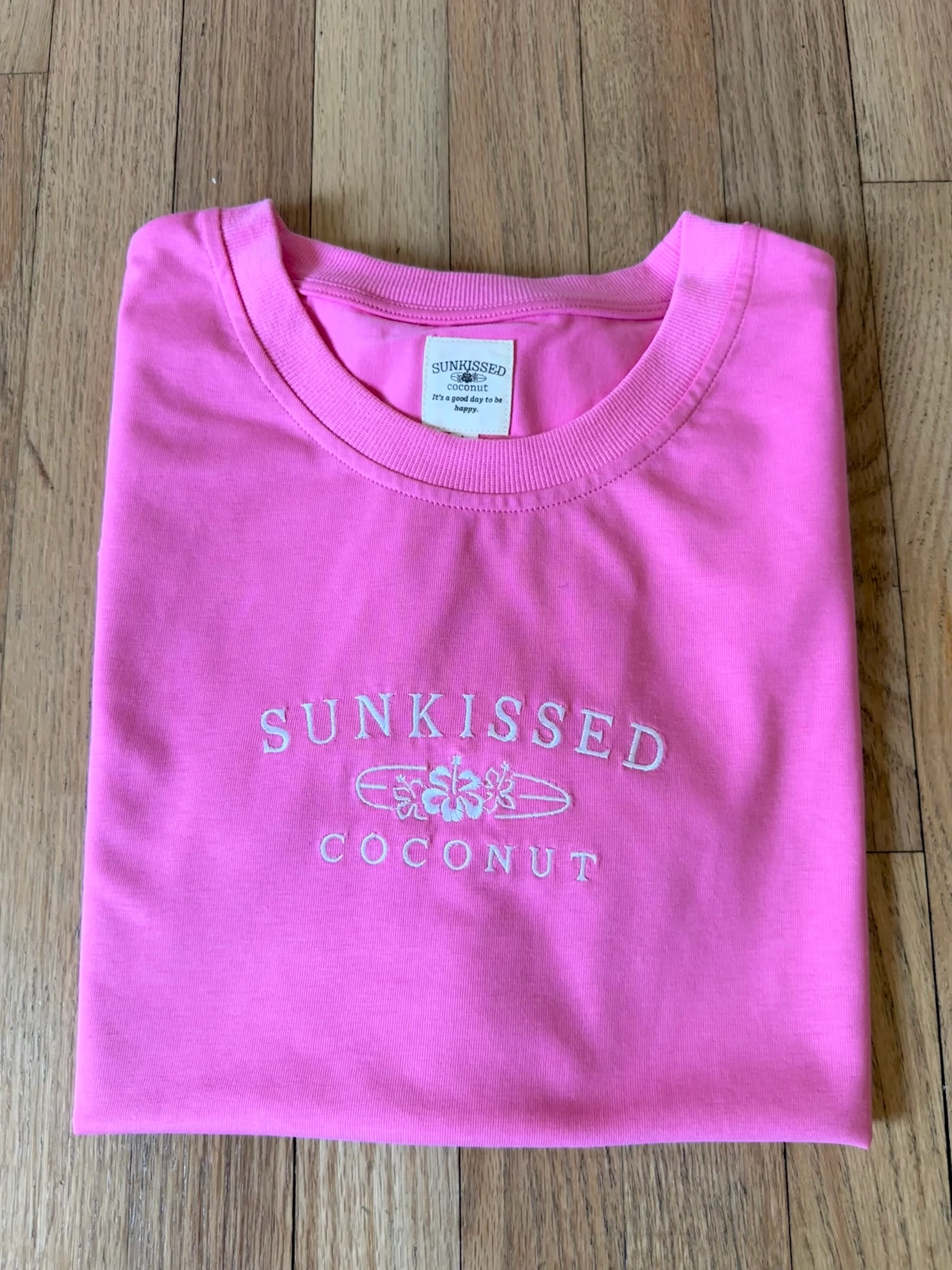 Malibu Pink Basic Watercolor Embroider Tee - Image 5