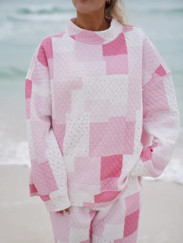 Margo Quilted Patchwork Mockneck Sweatshirt - Image 3