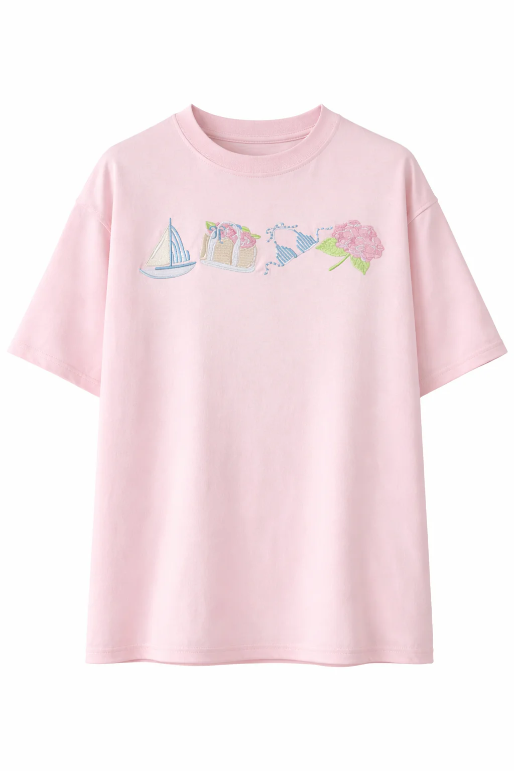 Midweight Pale Pink Old Harbor Garden Embroider Tee - Image 5