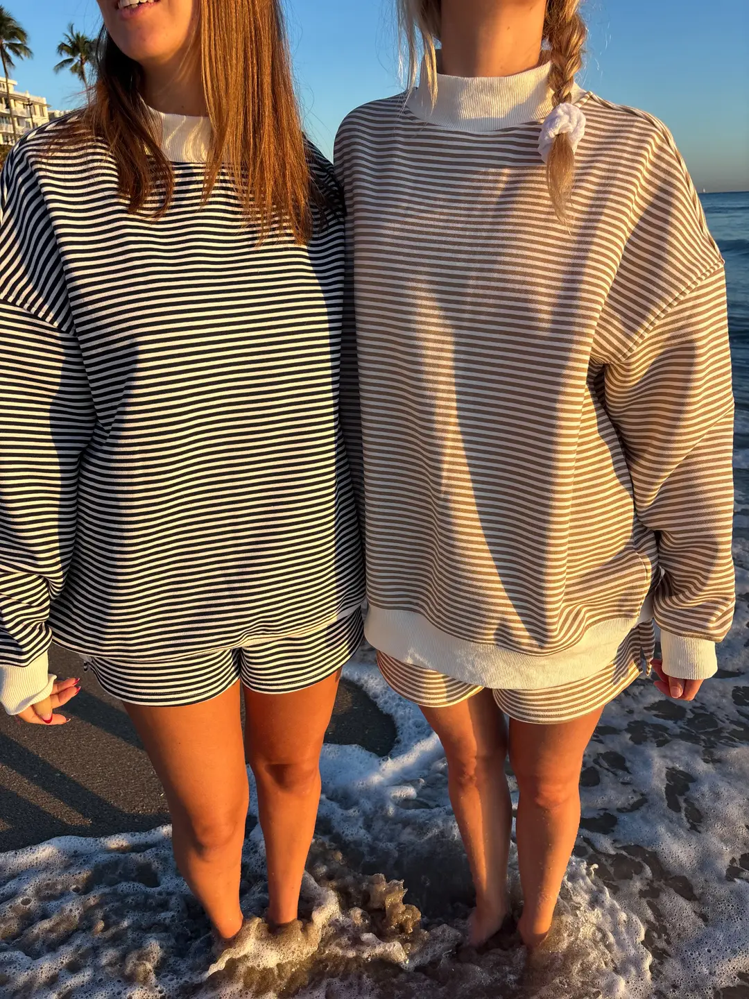 Dark Navy Blue and White Big Striped Mockneck Sweatshirt - Image 10