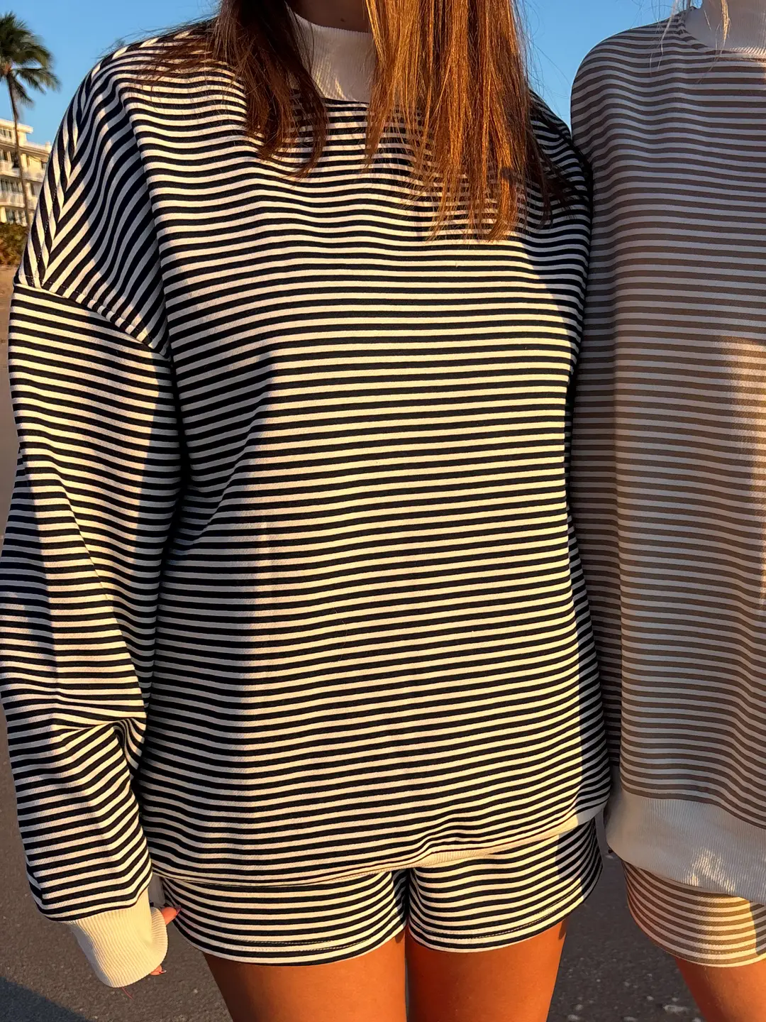 Dark Navy Blue and White Big Striped Mockneck Sweatshirt - Image 8