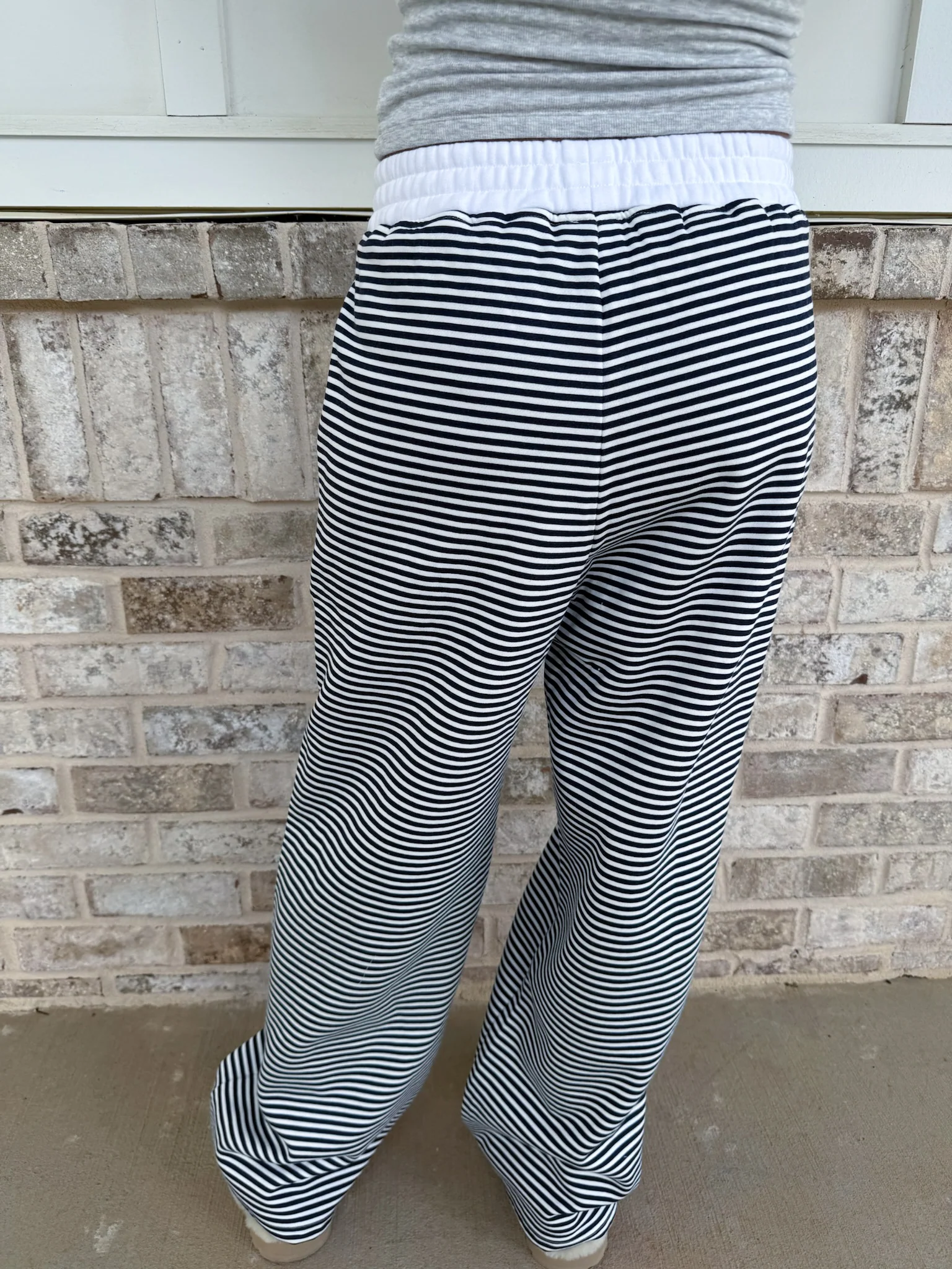 Dark Navy Blue and White Big Striped Sweatpants - Image 2