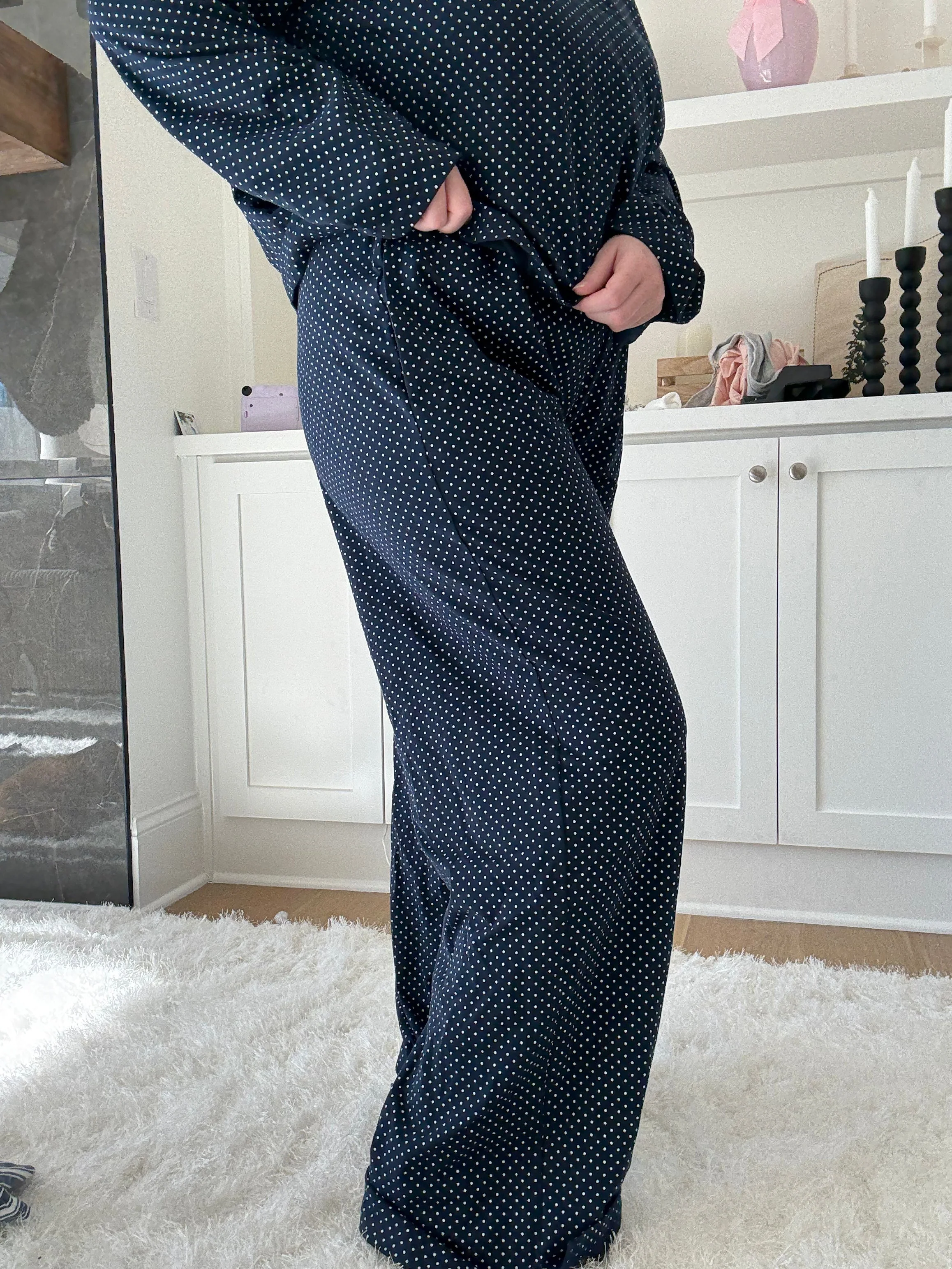 Navy Blue Polka Dot Loungewear Pants - Image 4