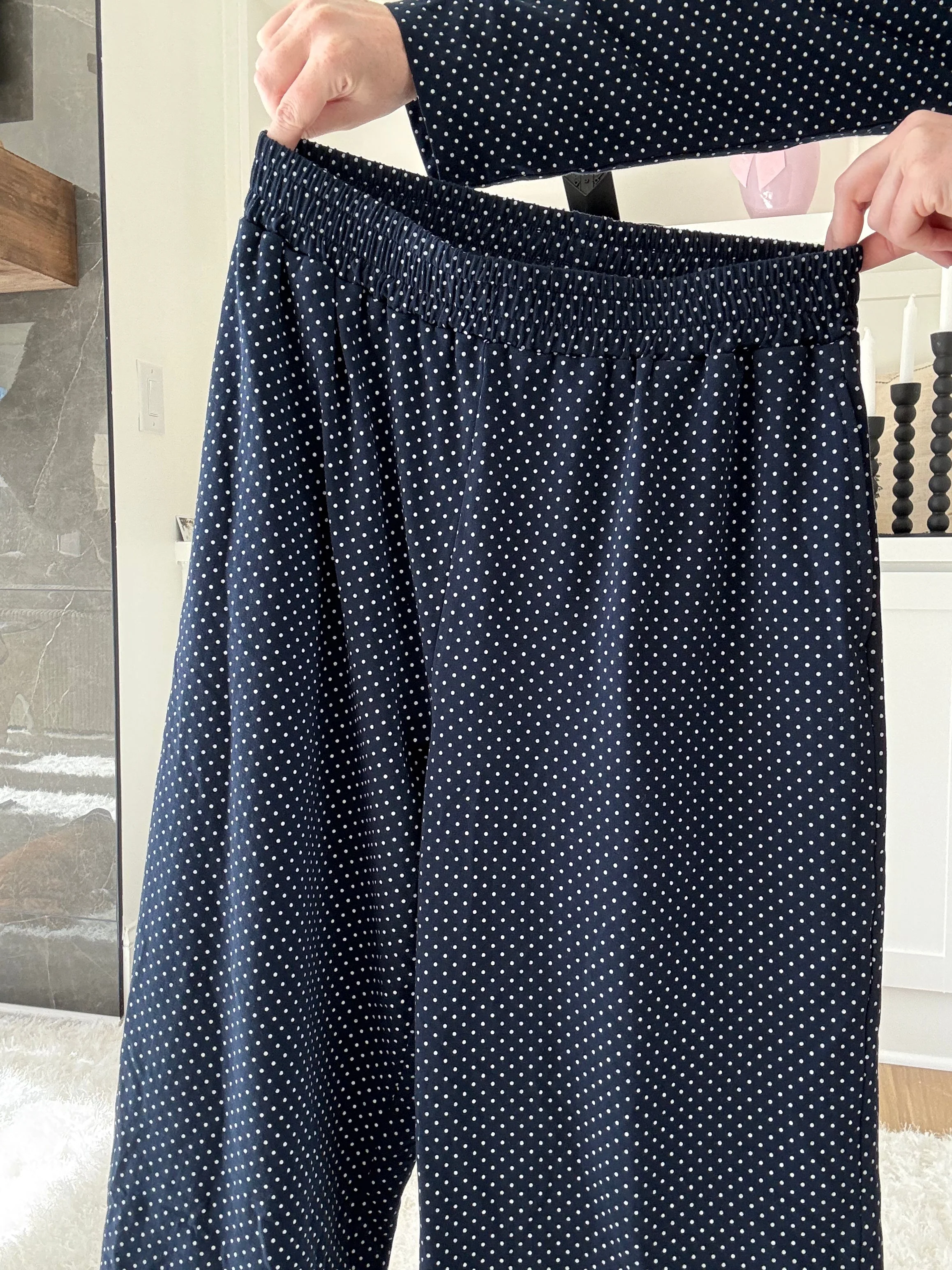 Navy Blue Polka Dot Loungewear Pants - Image 5