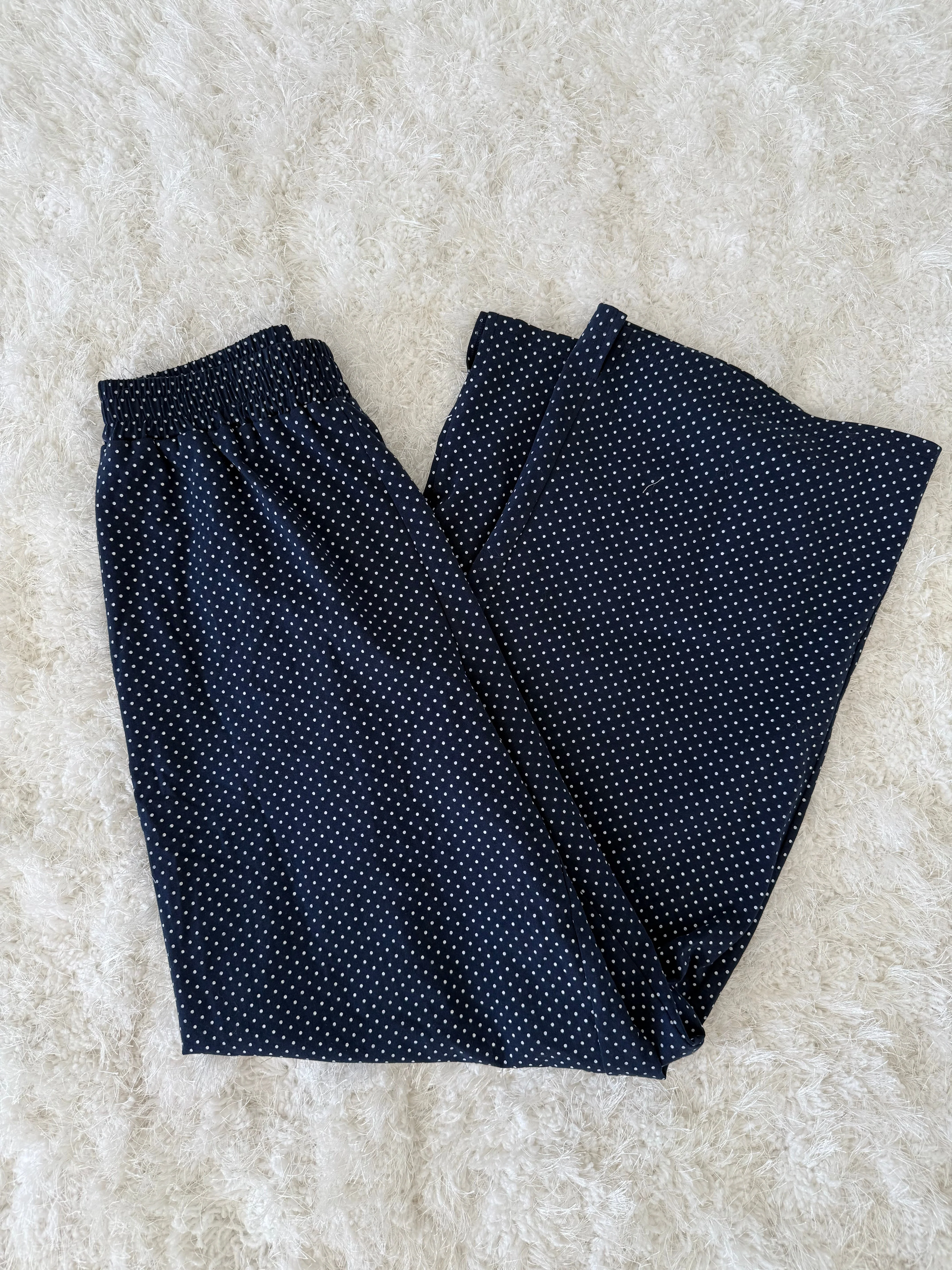 Navy Blue Polka Dot Loungewear Pants - Image 6