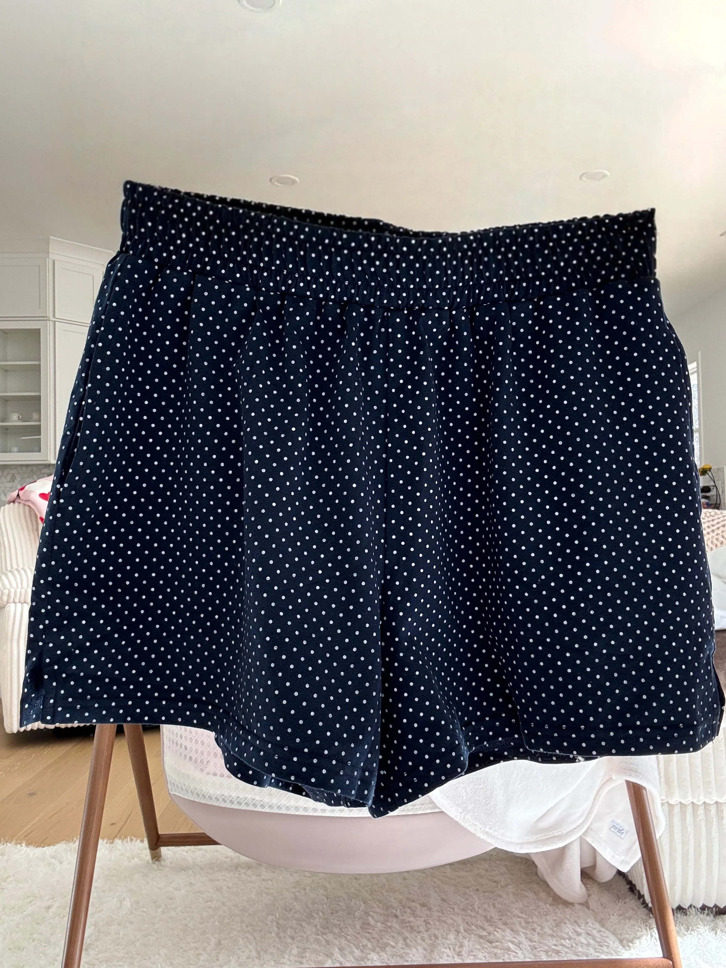 Navy Blue Polka Dot Loungewear Shorts - Image 3