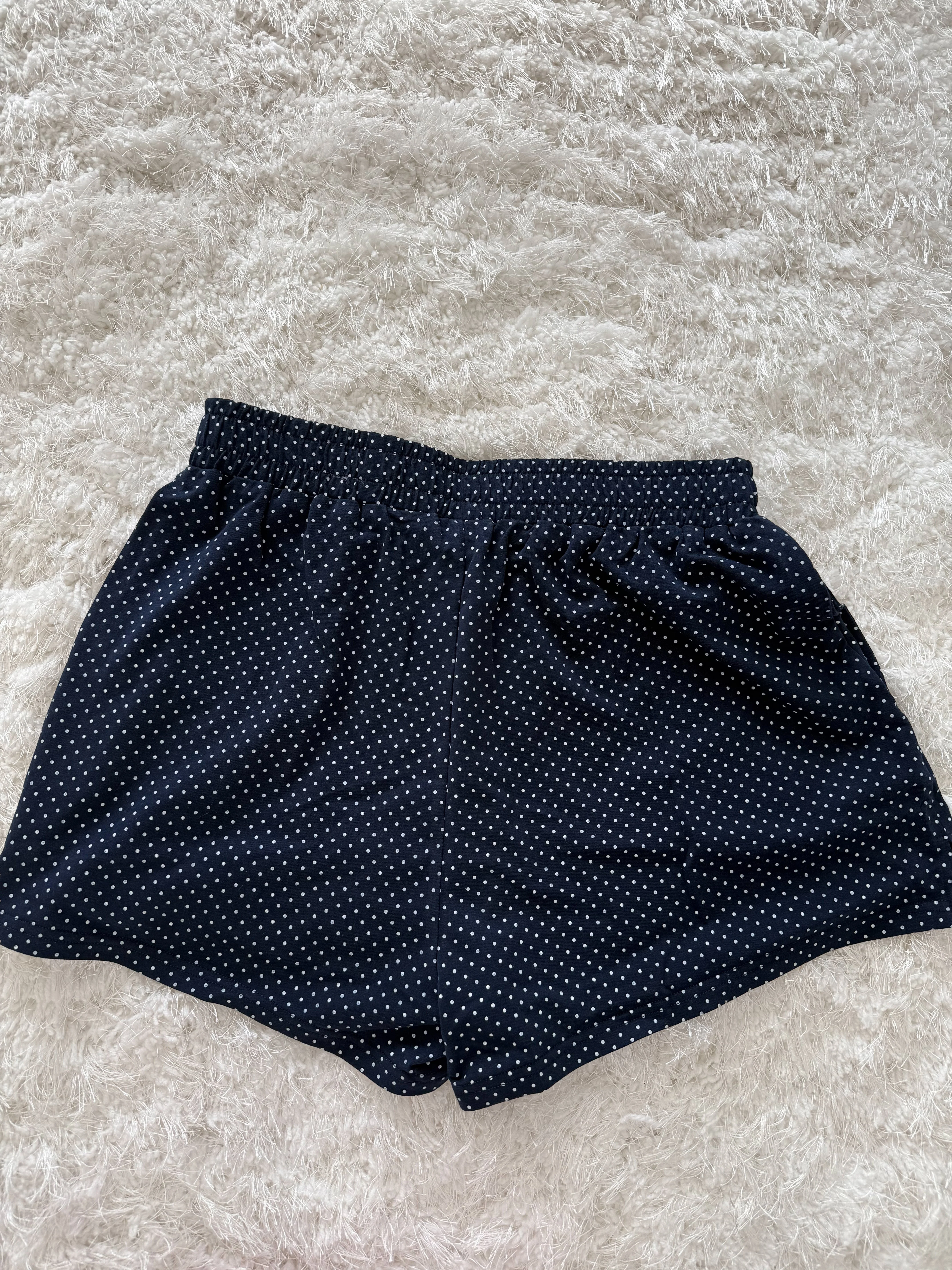 Navy Blue Polka Dot Loungewear Shorts - Image 4