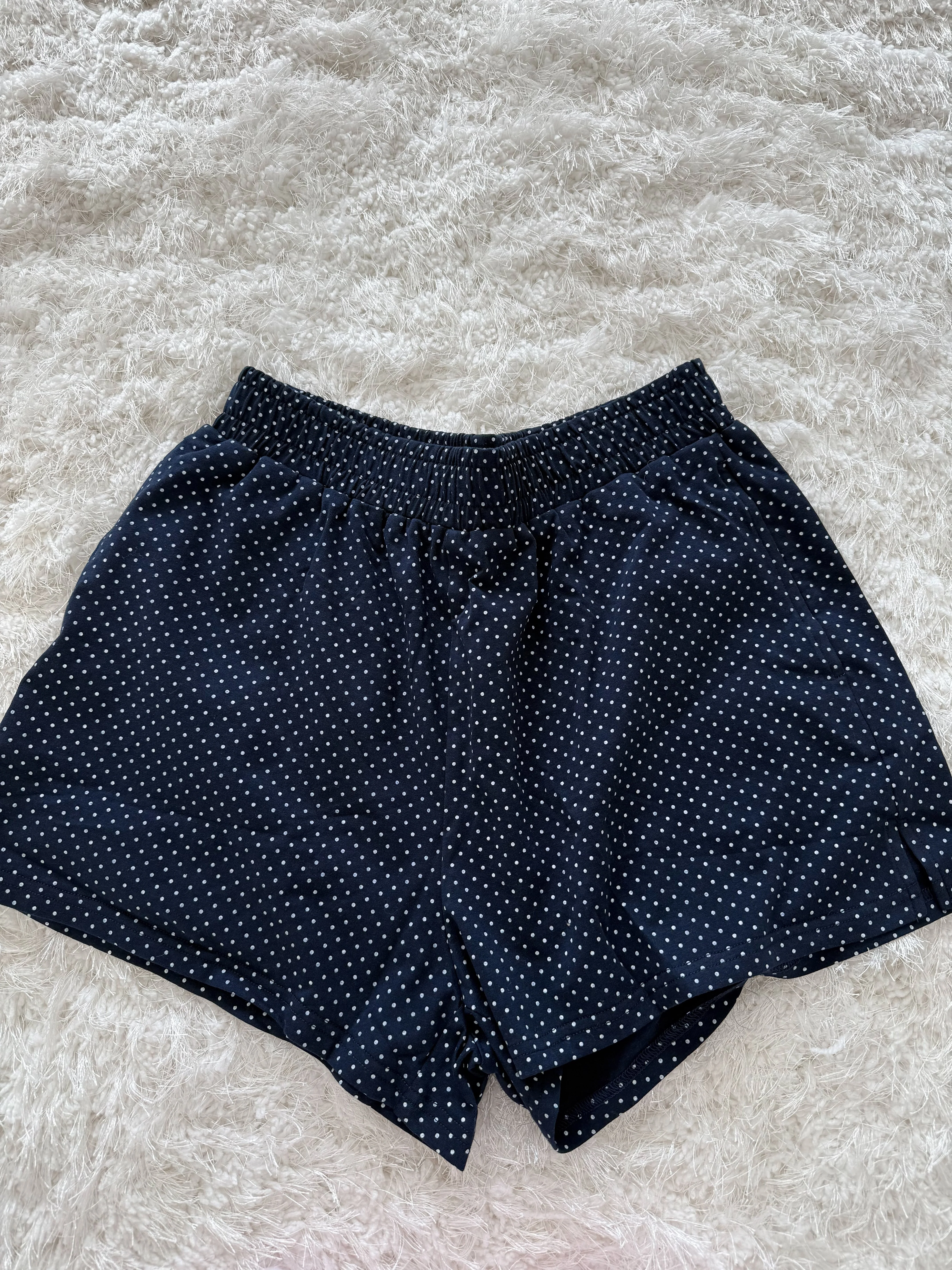 Navy Blue Polka Dot Loungewear Shorts - Image 5