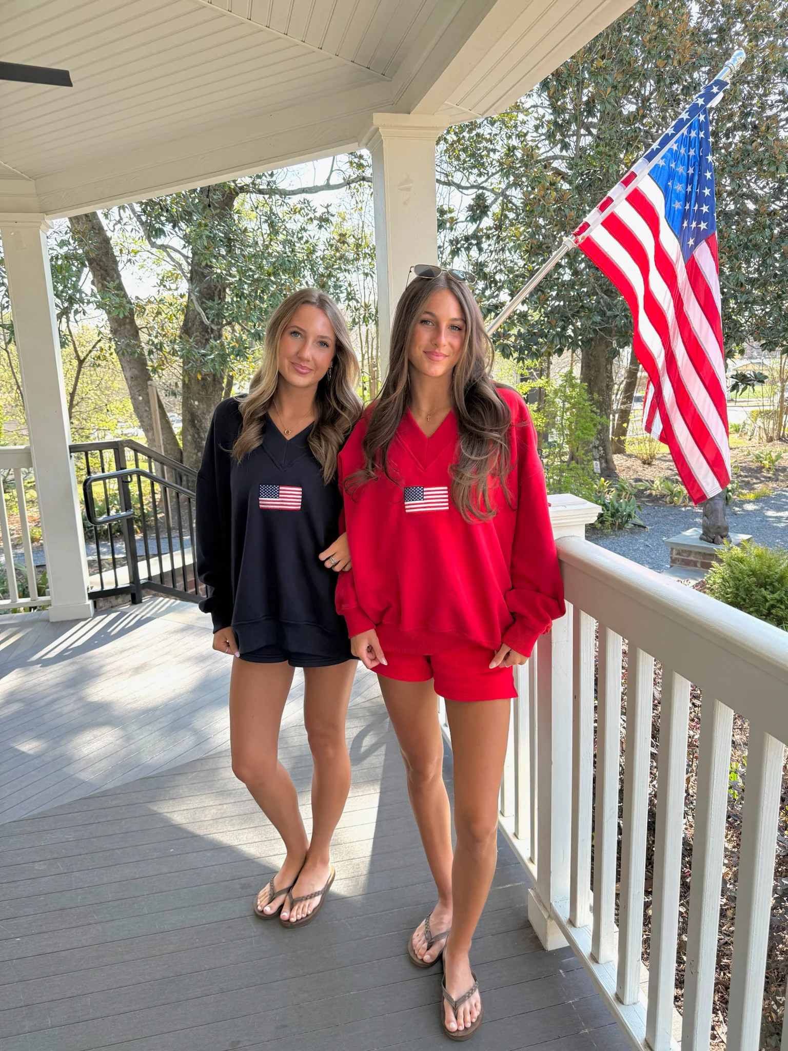 American Flag Embroider V-Neck Sweatshirt - Image 31