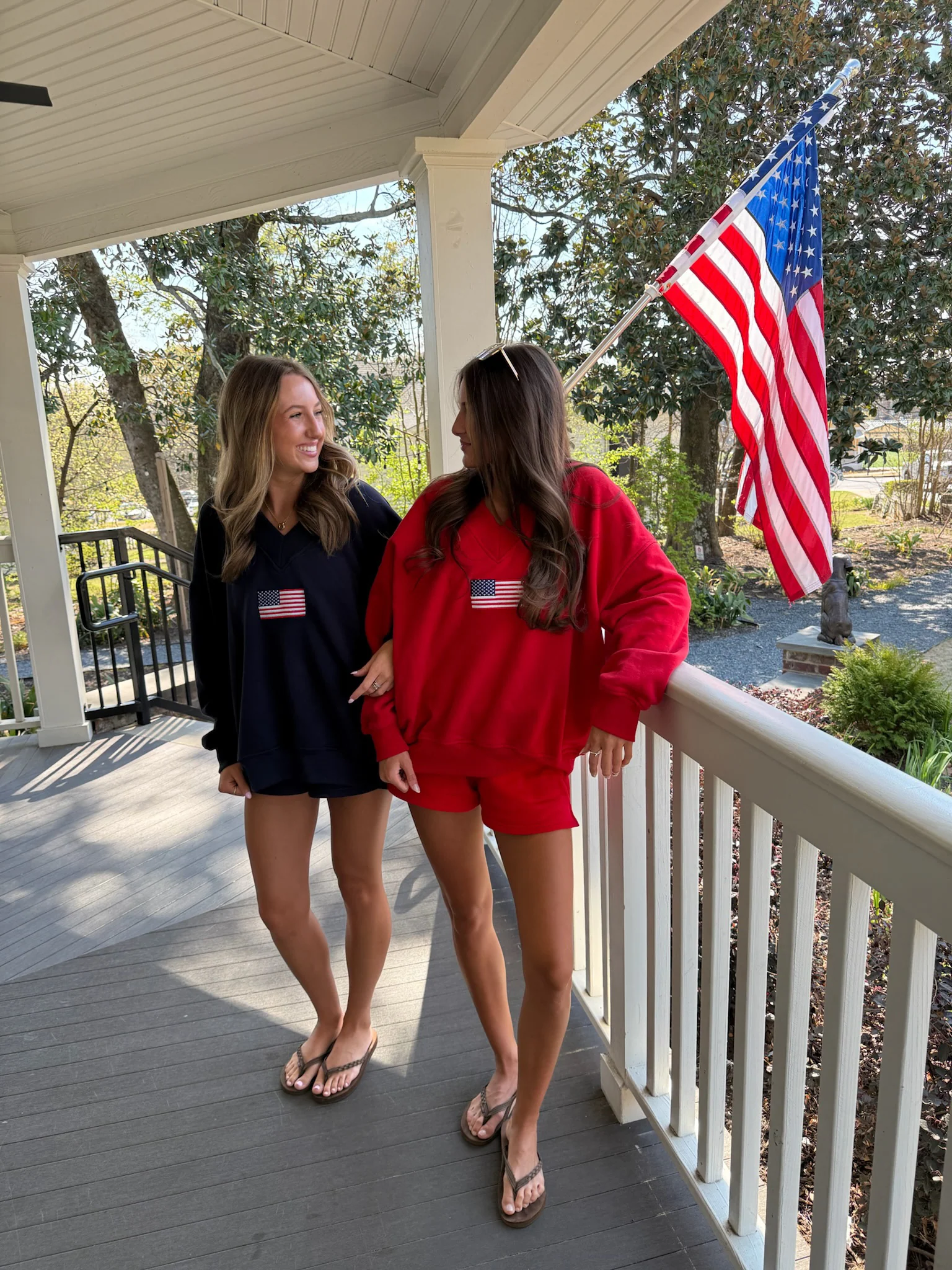 American Flag Embroider V-Neck Sweatshirt - Image 32