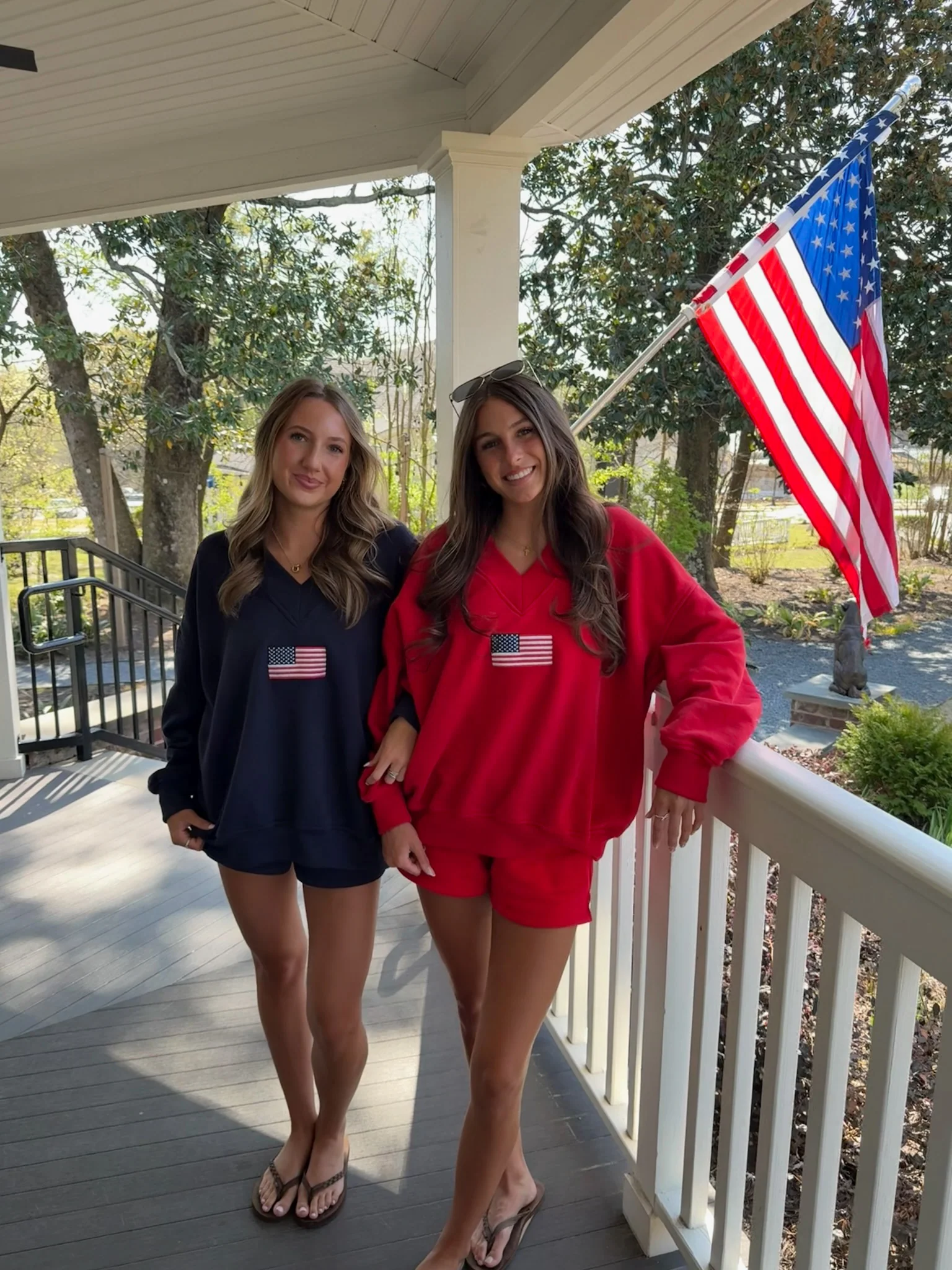 American Flag Embroider V-Neck Sweatshirt - Image 6