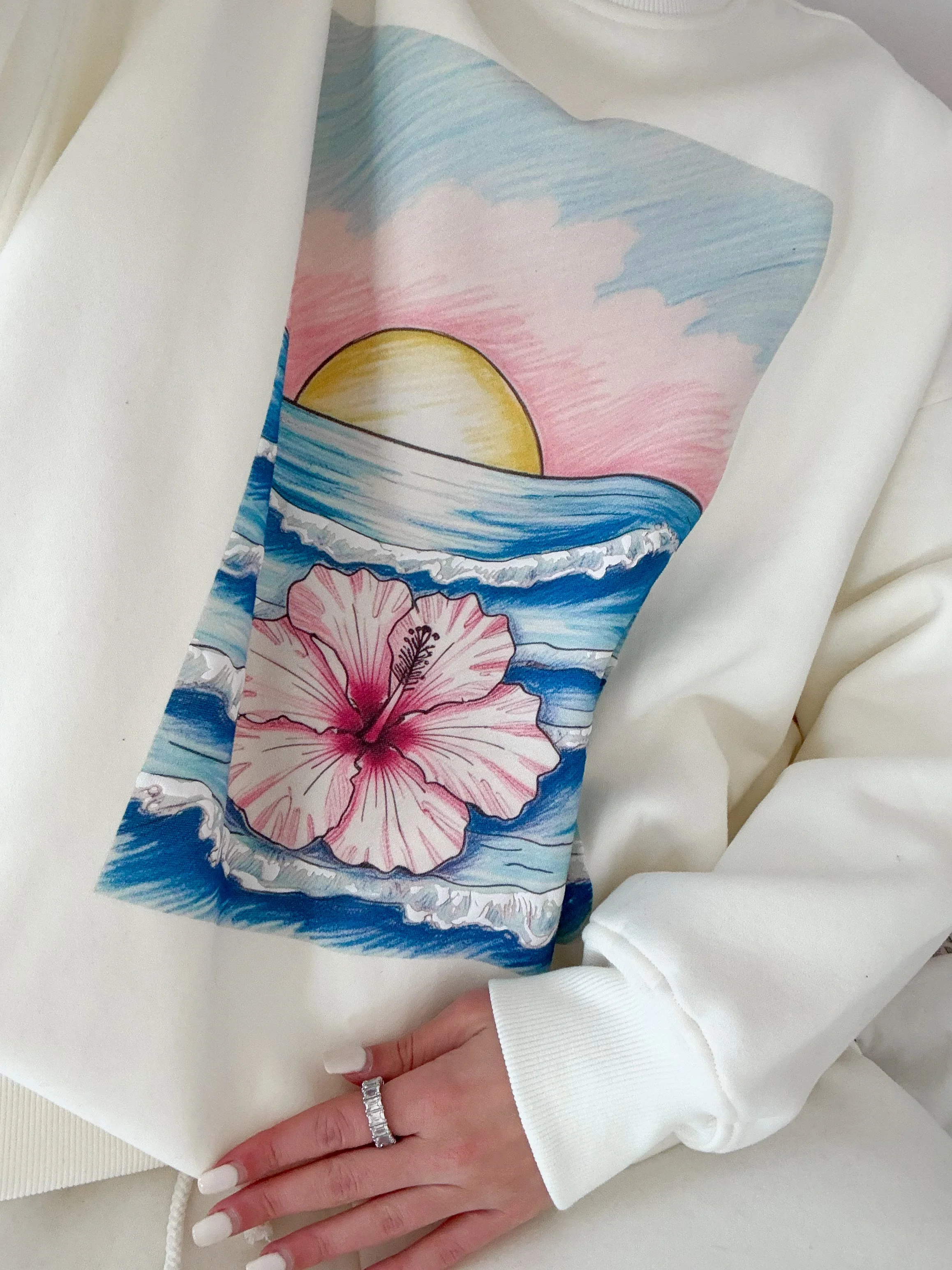 Ivory Ocean Sunset Dreams Sweatshirt - Image 5