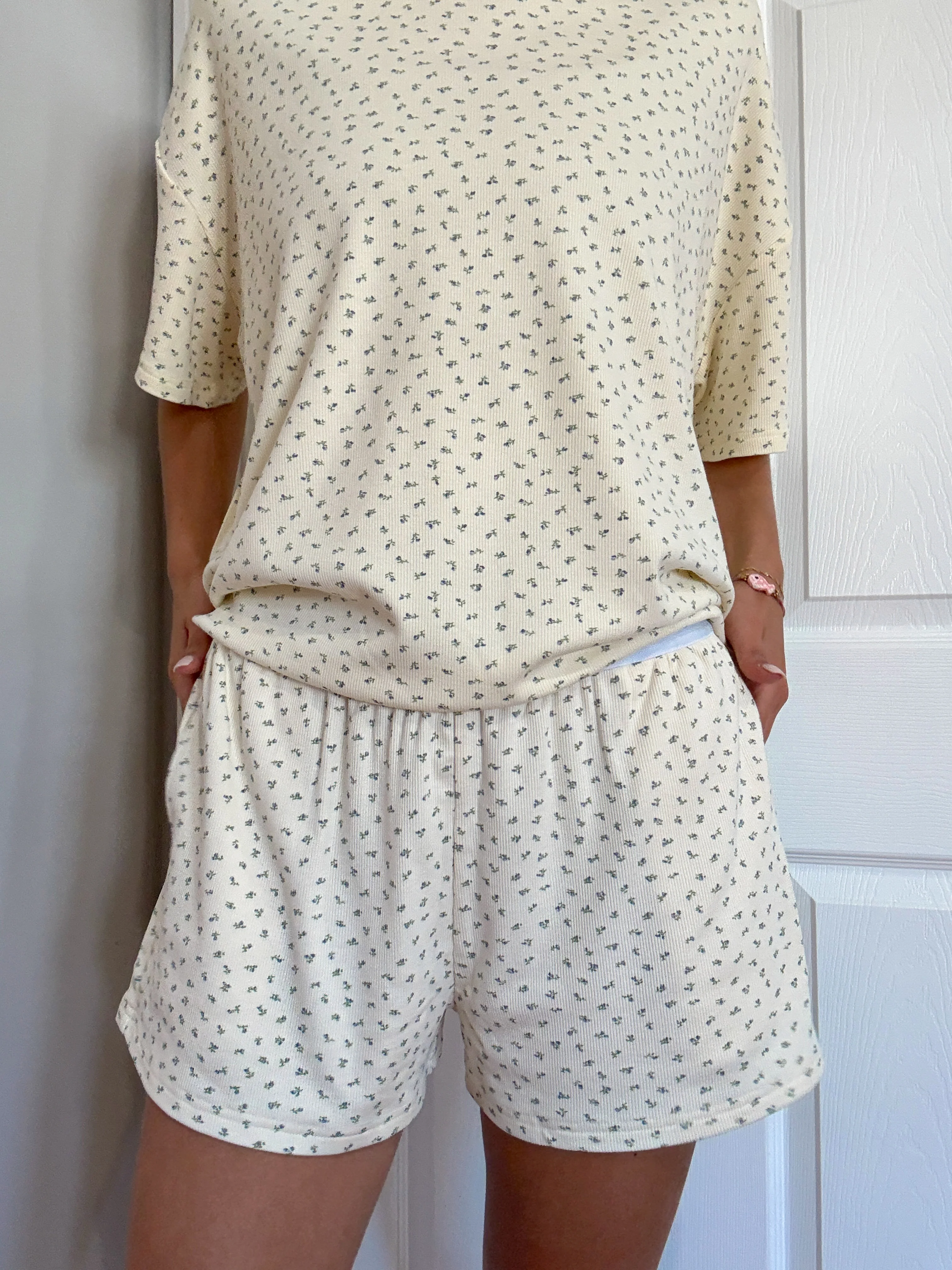Pale Floral Pajama Shorts - Image 2