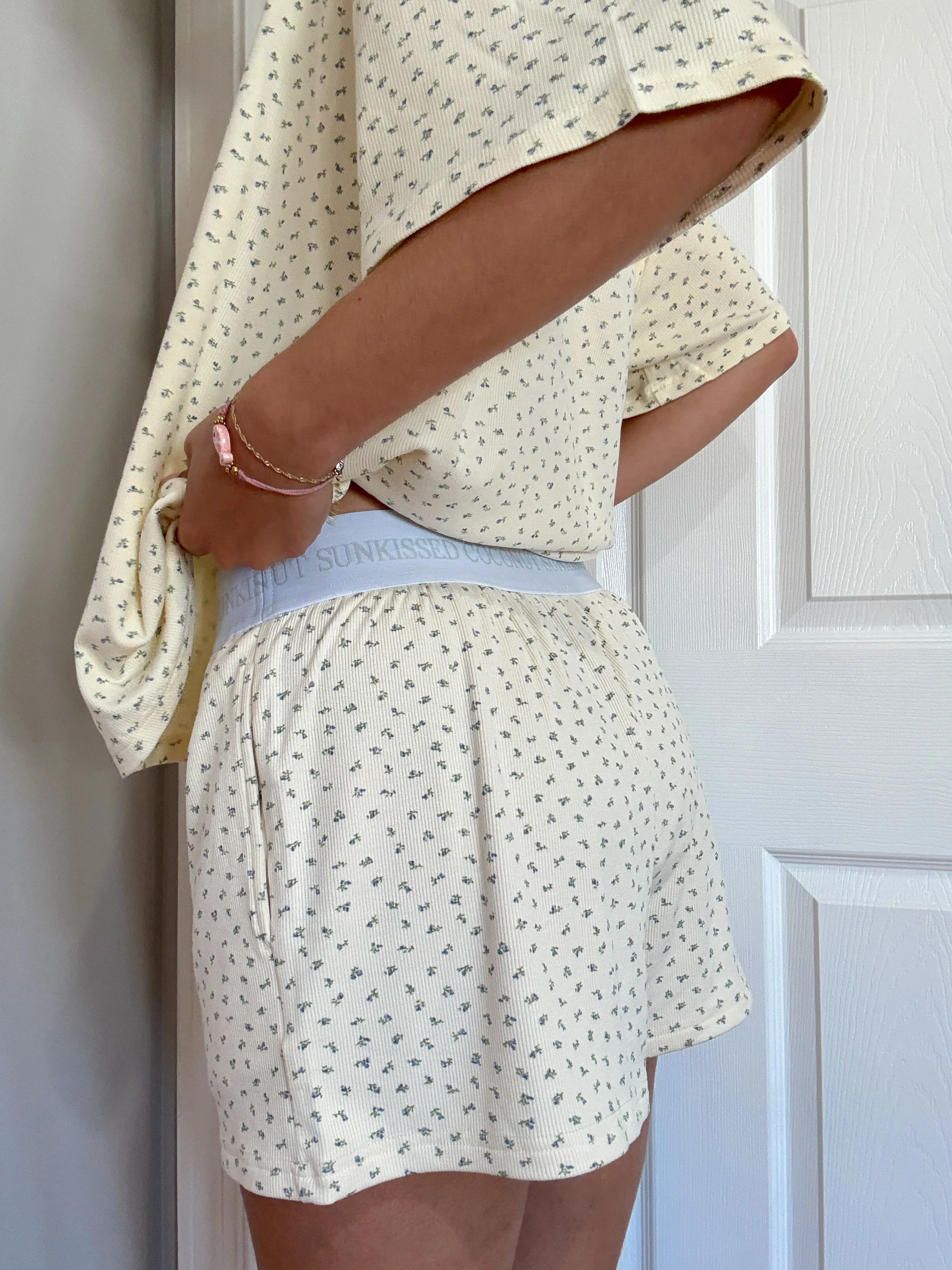 Pale Floral Pajama Shorts - Image 7
