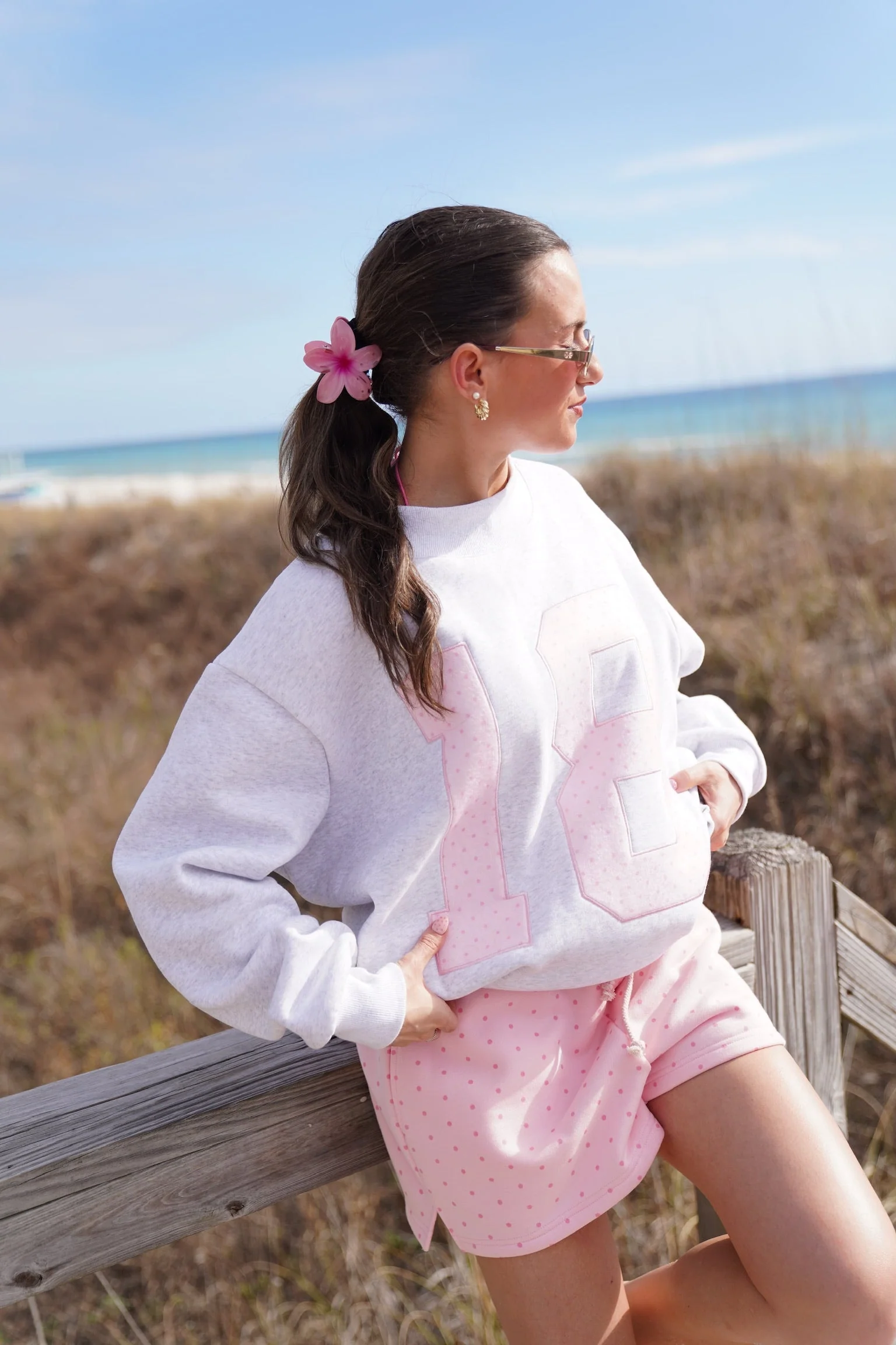 Polka Dot 18 Number Embroider Mockneck Sweatshirt - Image 8
