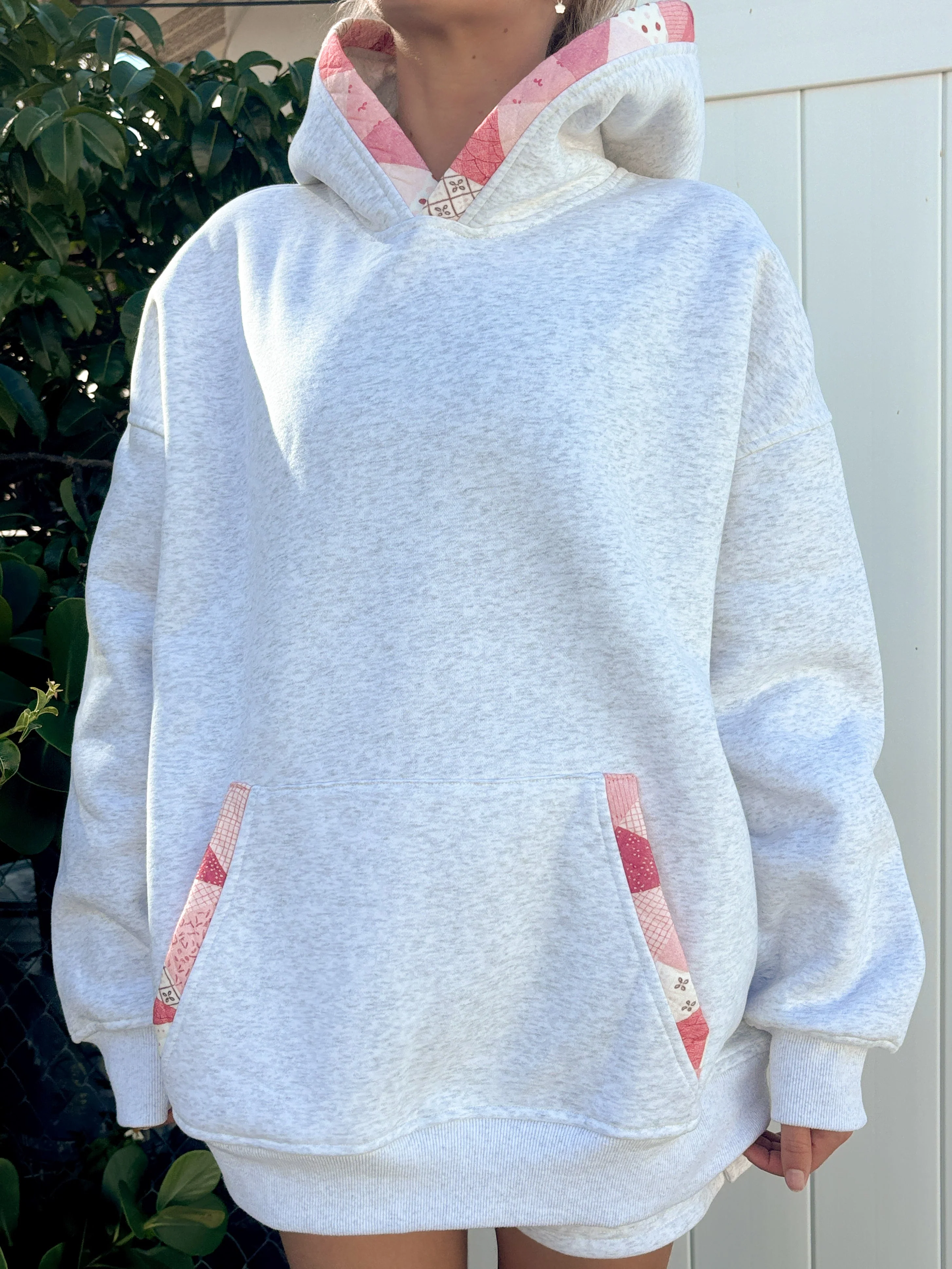 Pearl Grey Gemma Patchwork Quilted Hoodie - Image 4