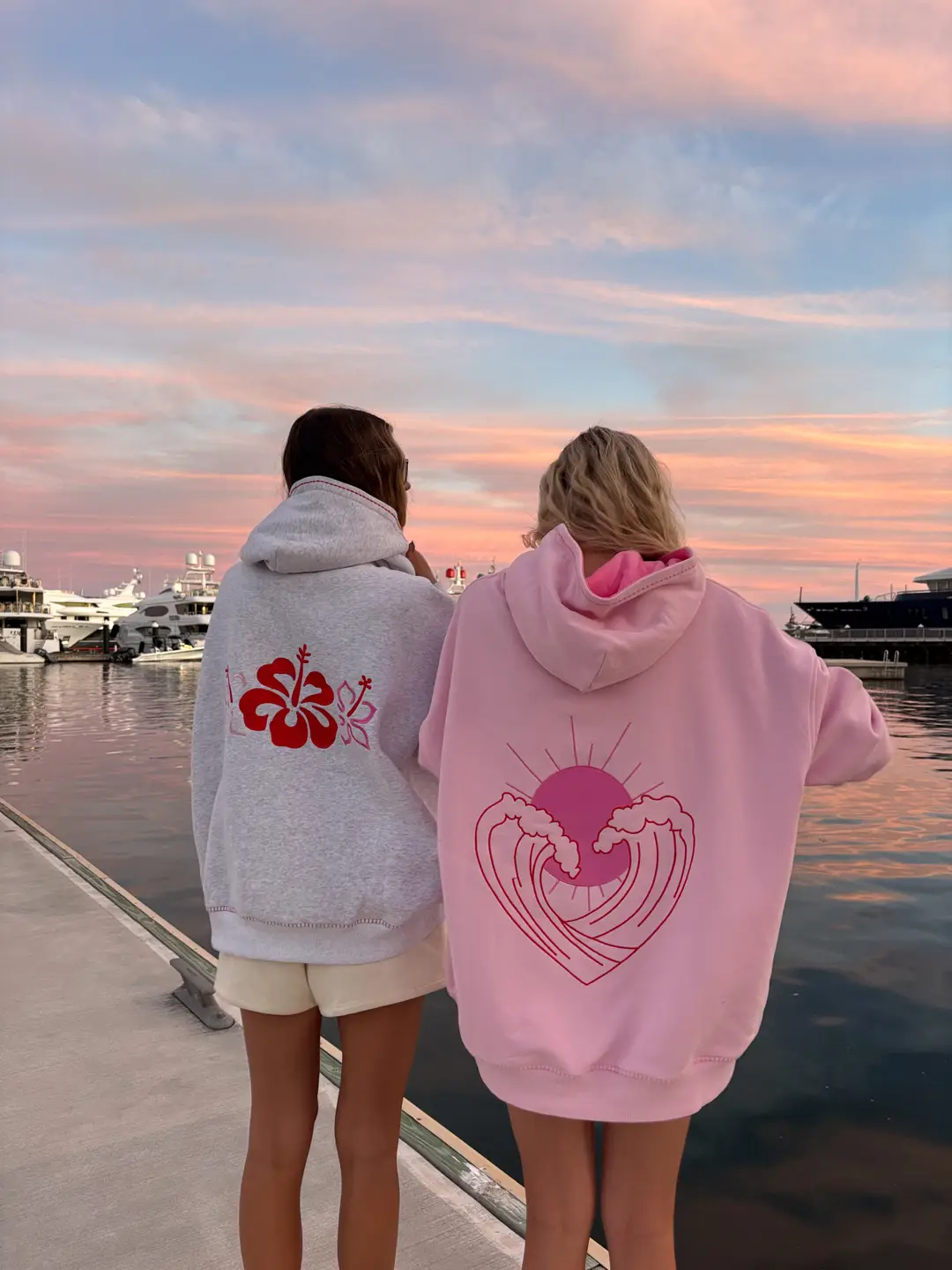 Pearl Grey Hibiscus Flowers Hoodie - Image 10
