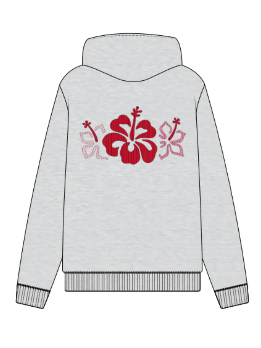 Pearl Grey Hibiscus Flowers Hoodie - Image 7