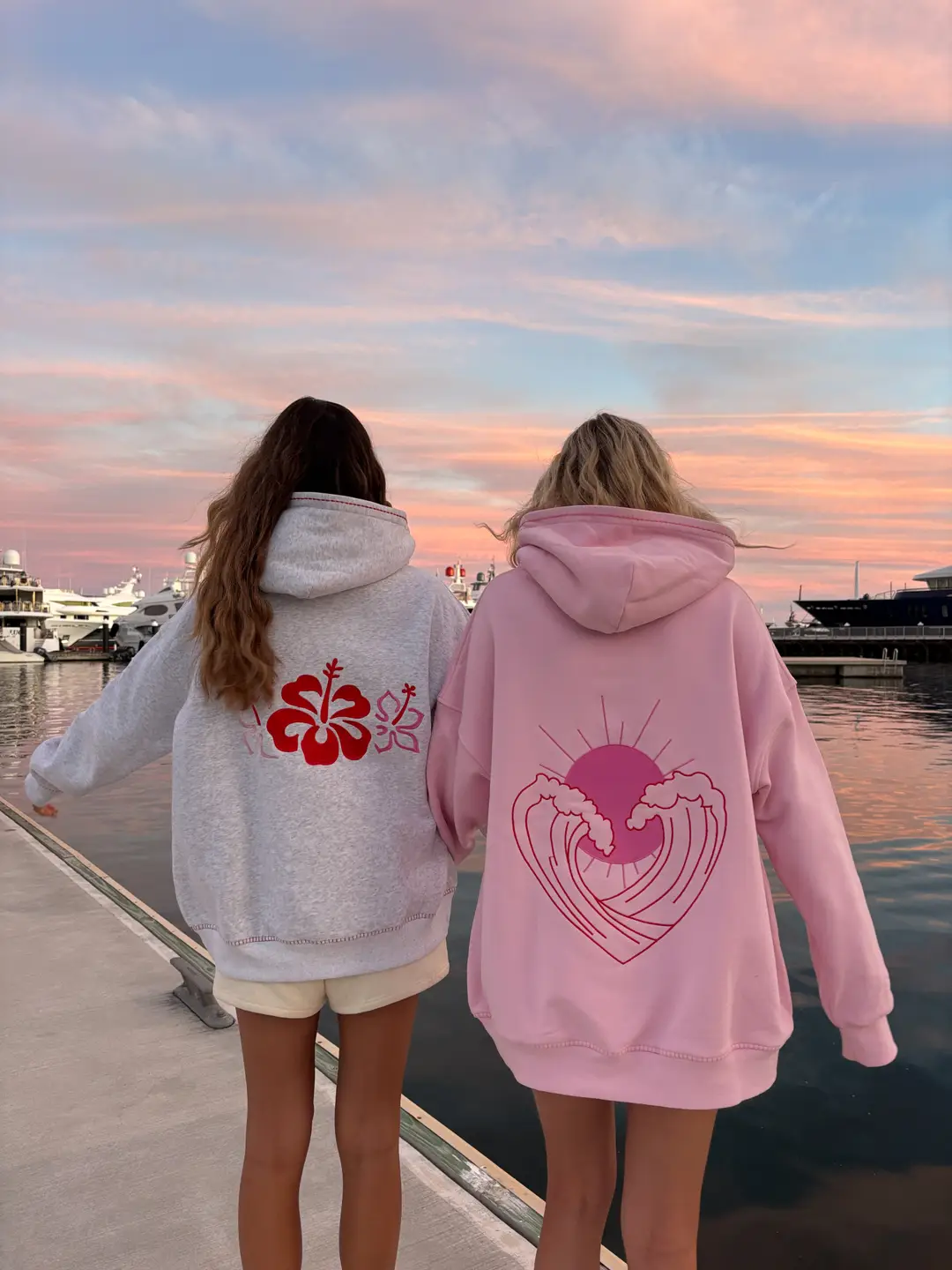 Pearl Grey Hibiscus Flowers Hoodie - Image 9