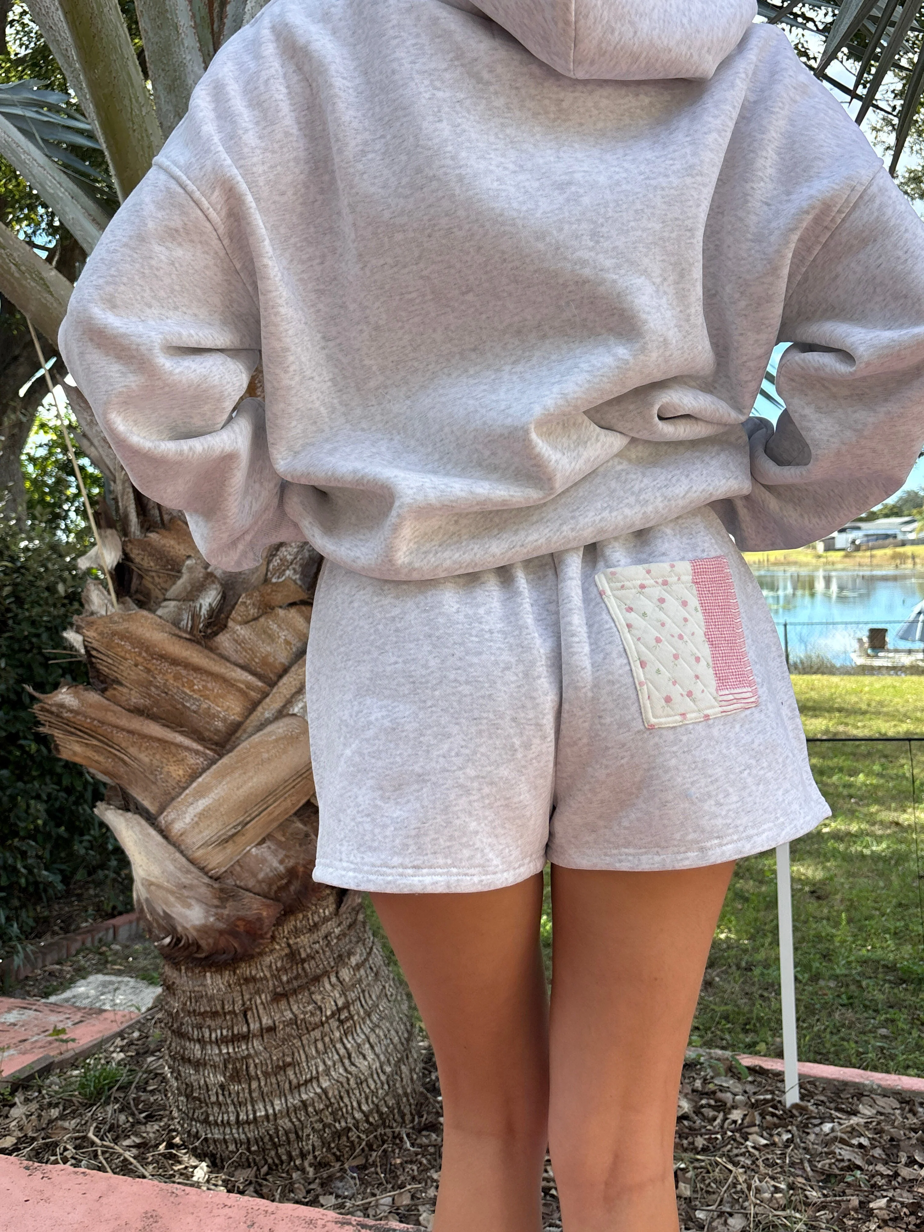 Pearl Grey Margo Patchwork Quilted Shorts - Image 4