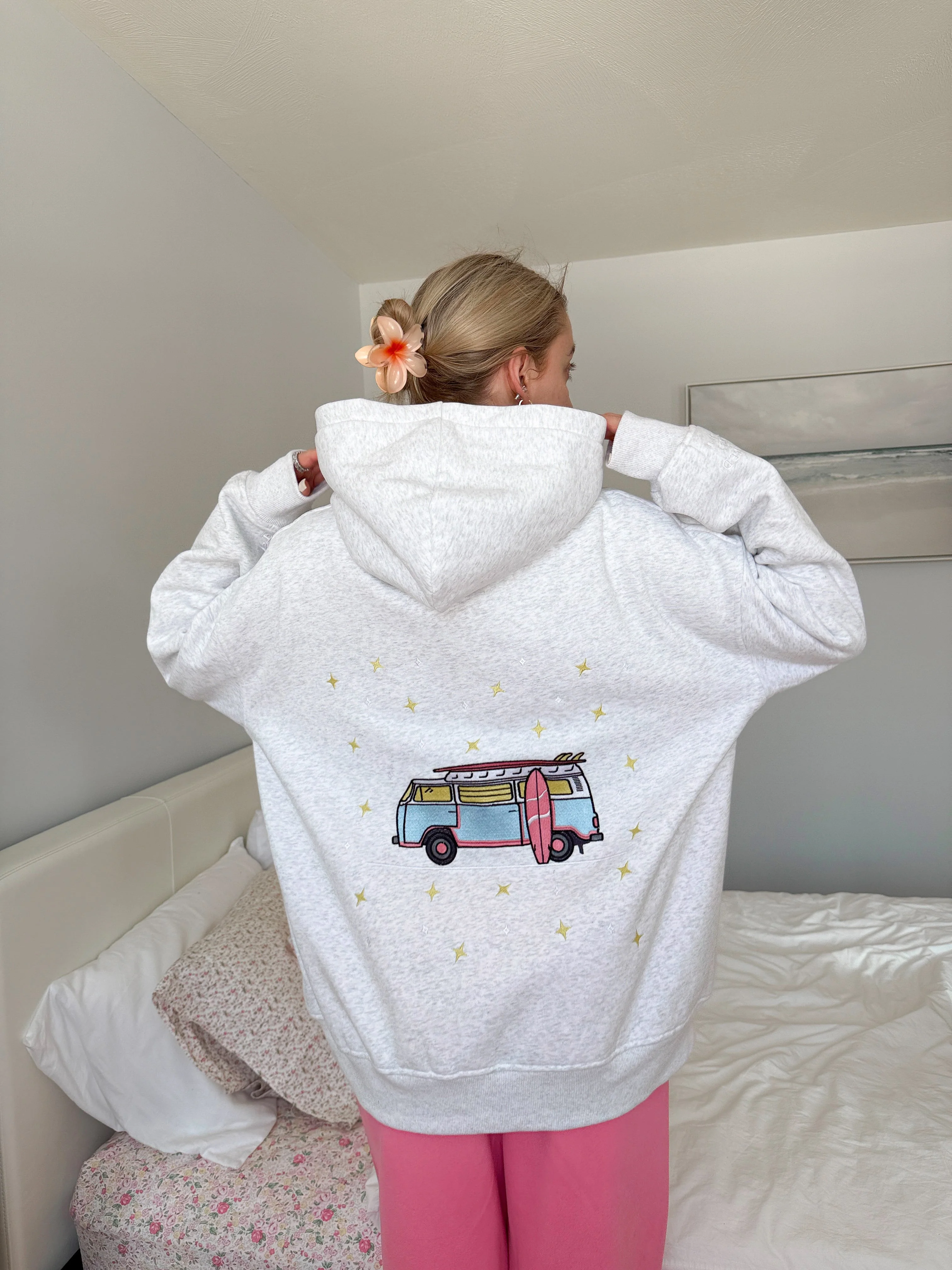 Pearl Grey Embroider Van Star Hoodie - Image 15