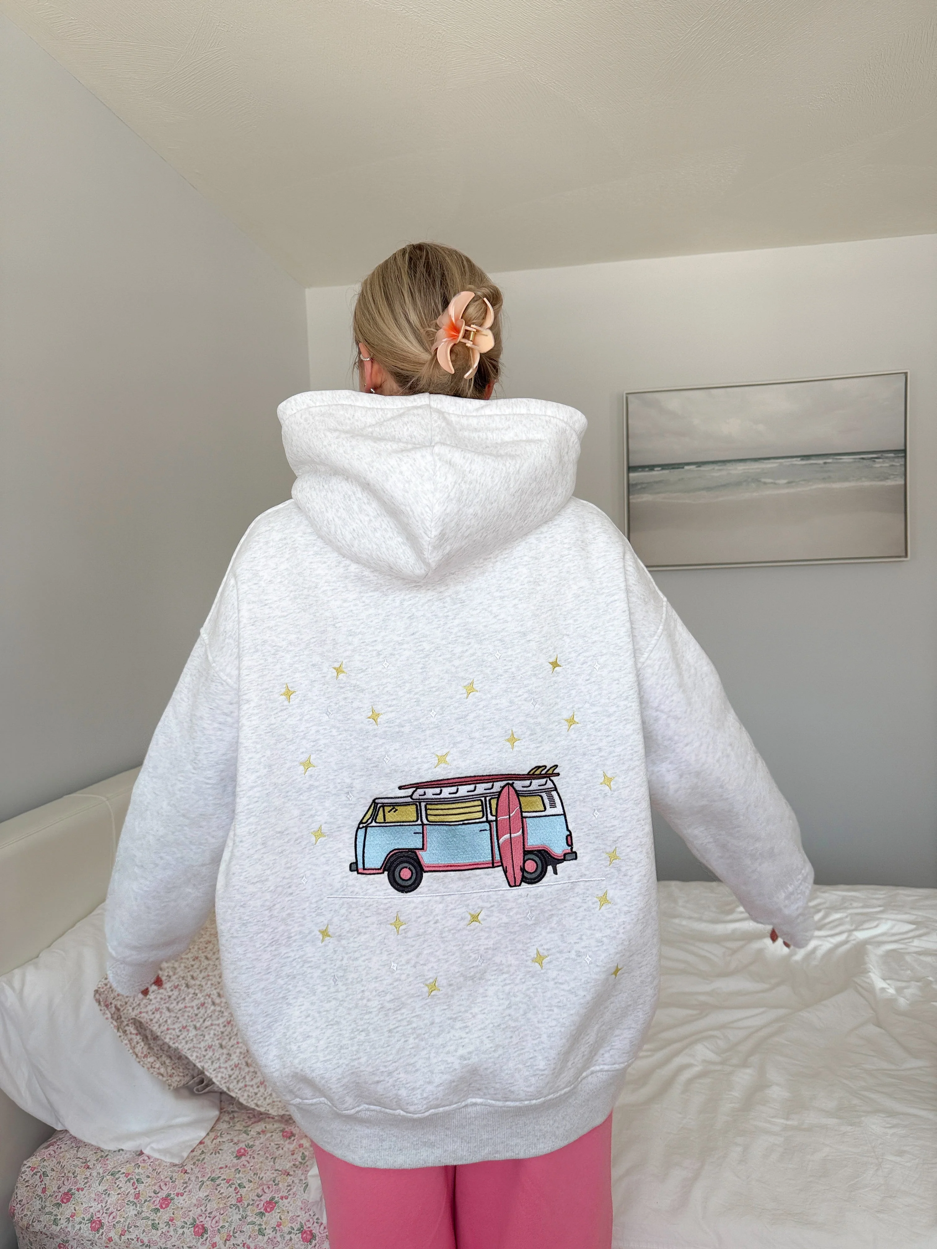 Pearl Grey Embroider Van Star Hoodie - Image 18