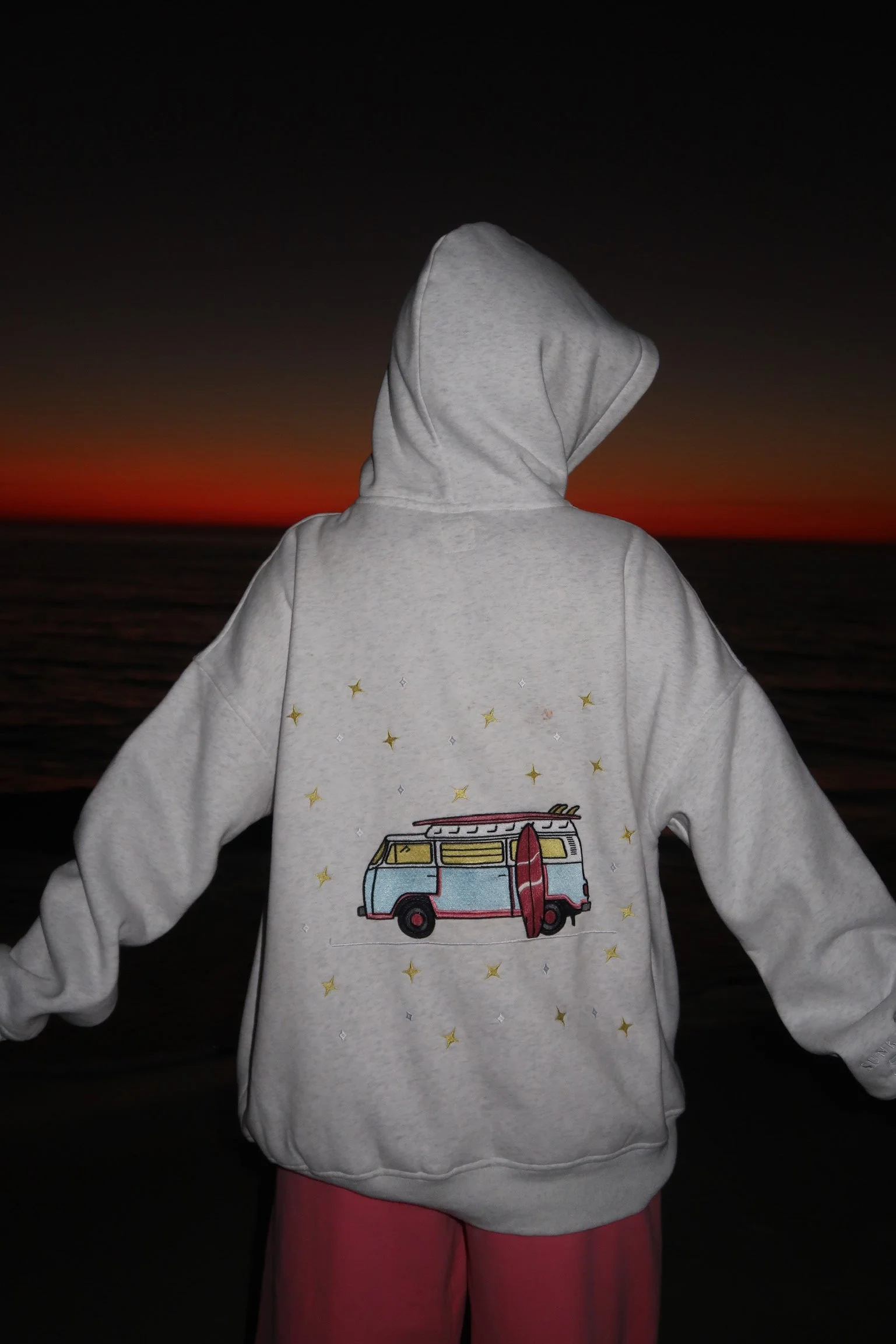 Pearl Grey Embroider Van Star Hoodie - Image 2