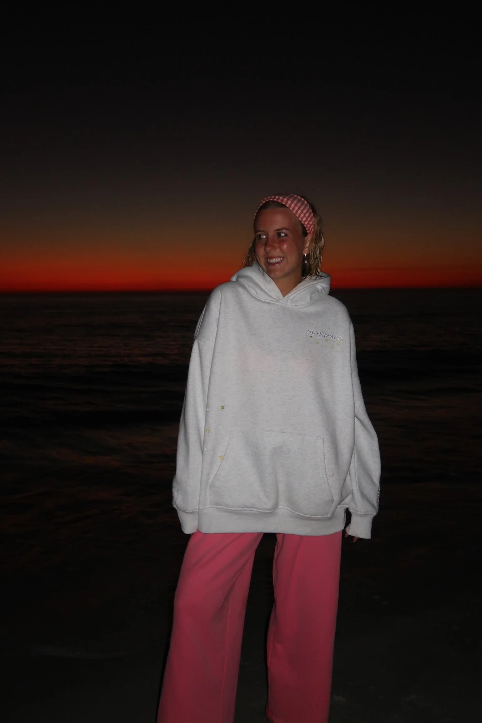 Pearl Grey Embroider Van Star Hoodie - Image 6