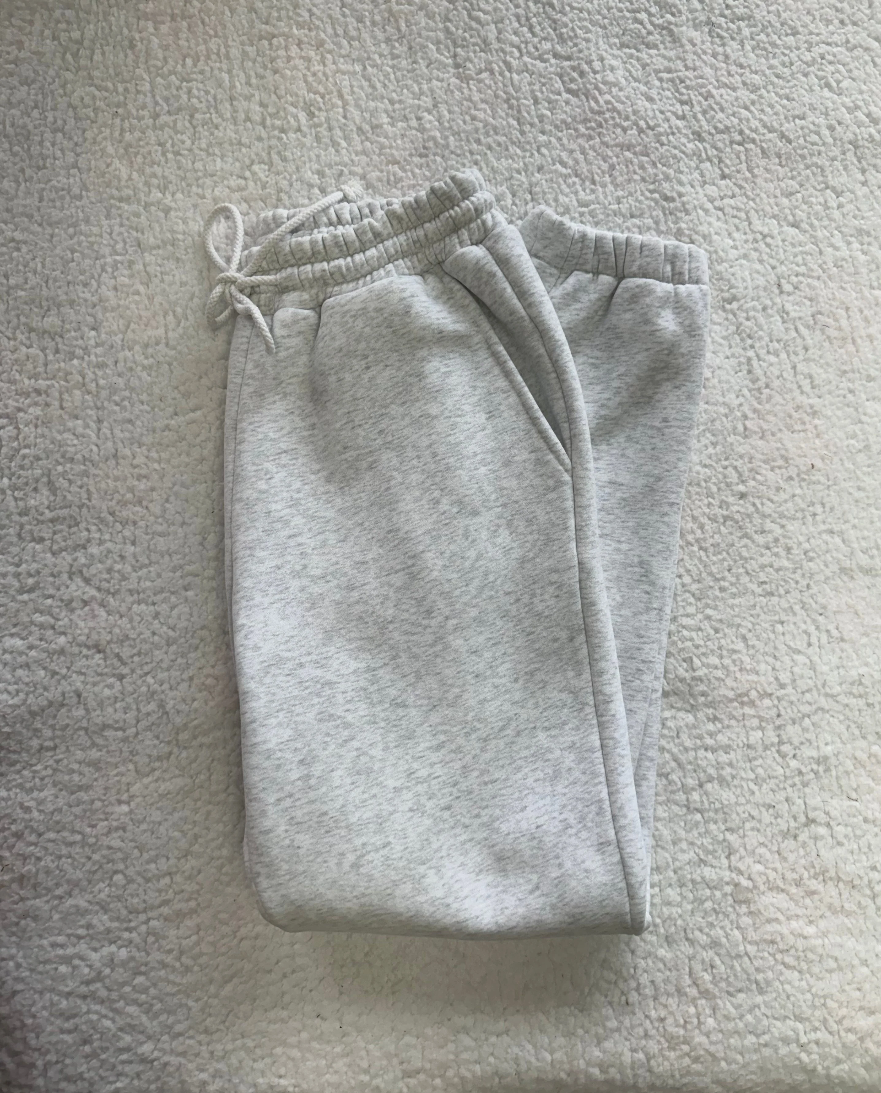 Pearl Grey Basic Blank Jogger Sweatpants - Image 5