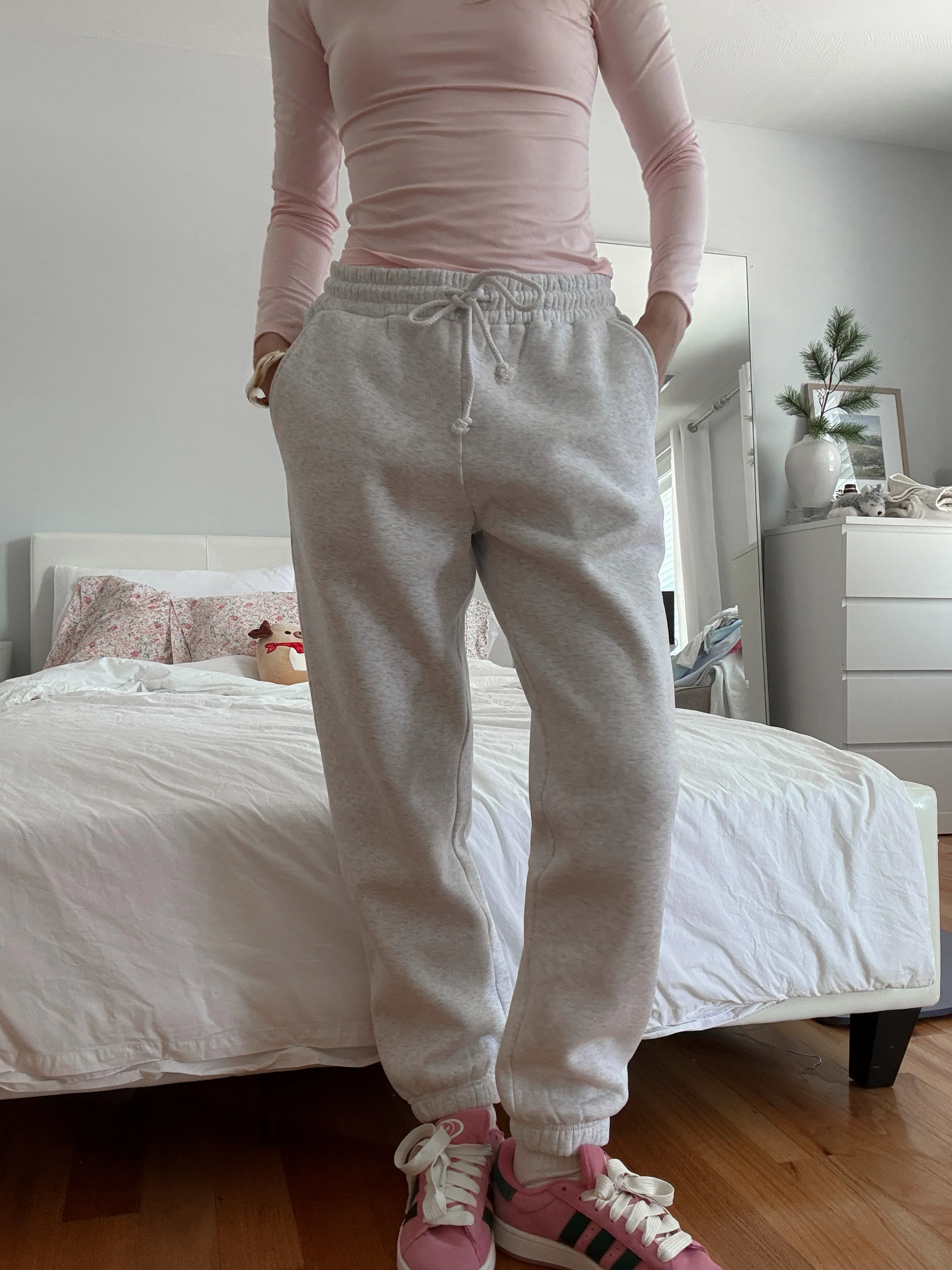 Pearl Grey Basic Blank Jogger Sweatpants - Image 9