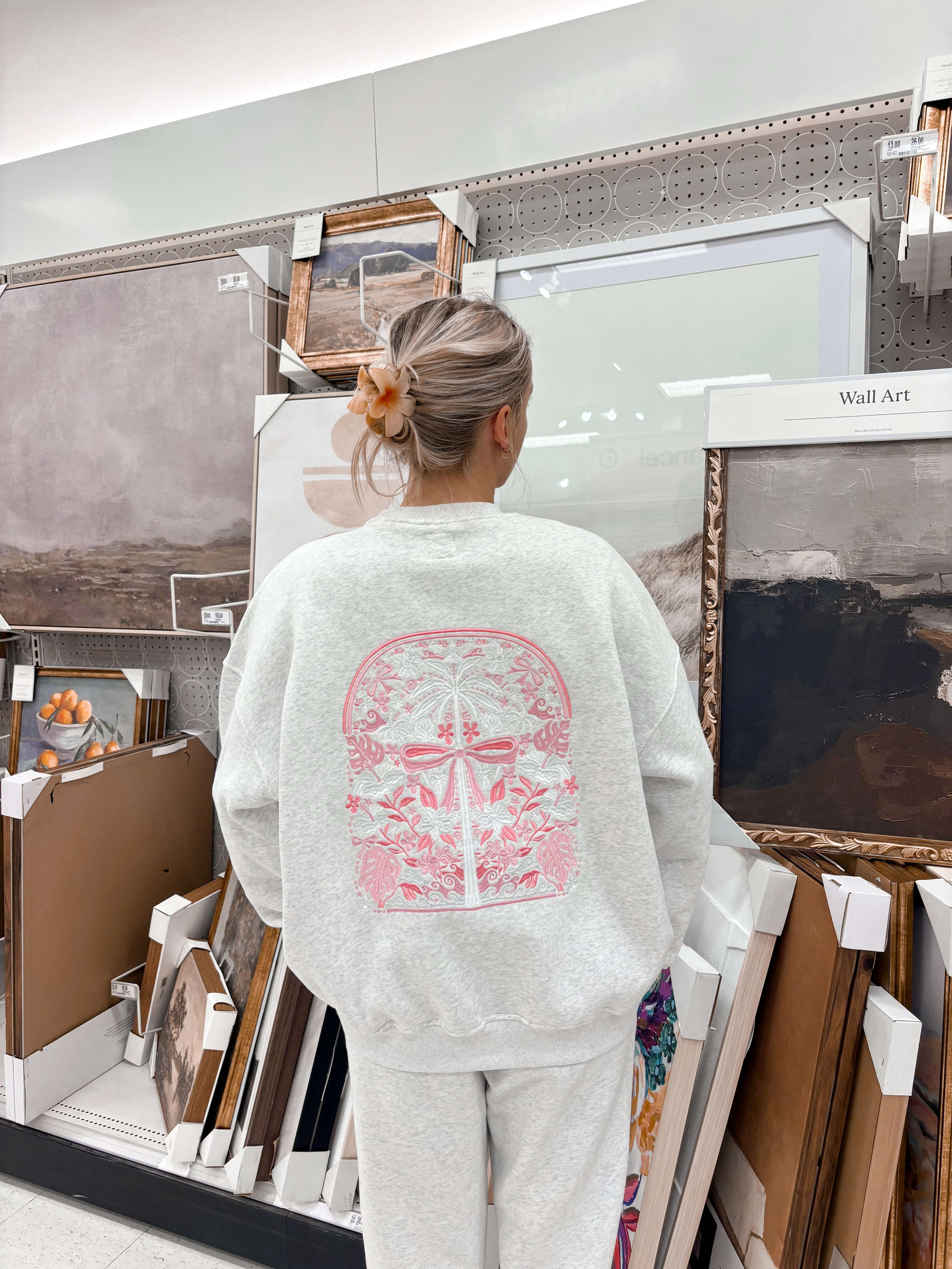 Pearl Grey Tropical Palms Sweatshirt - Image 15