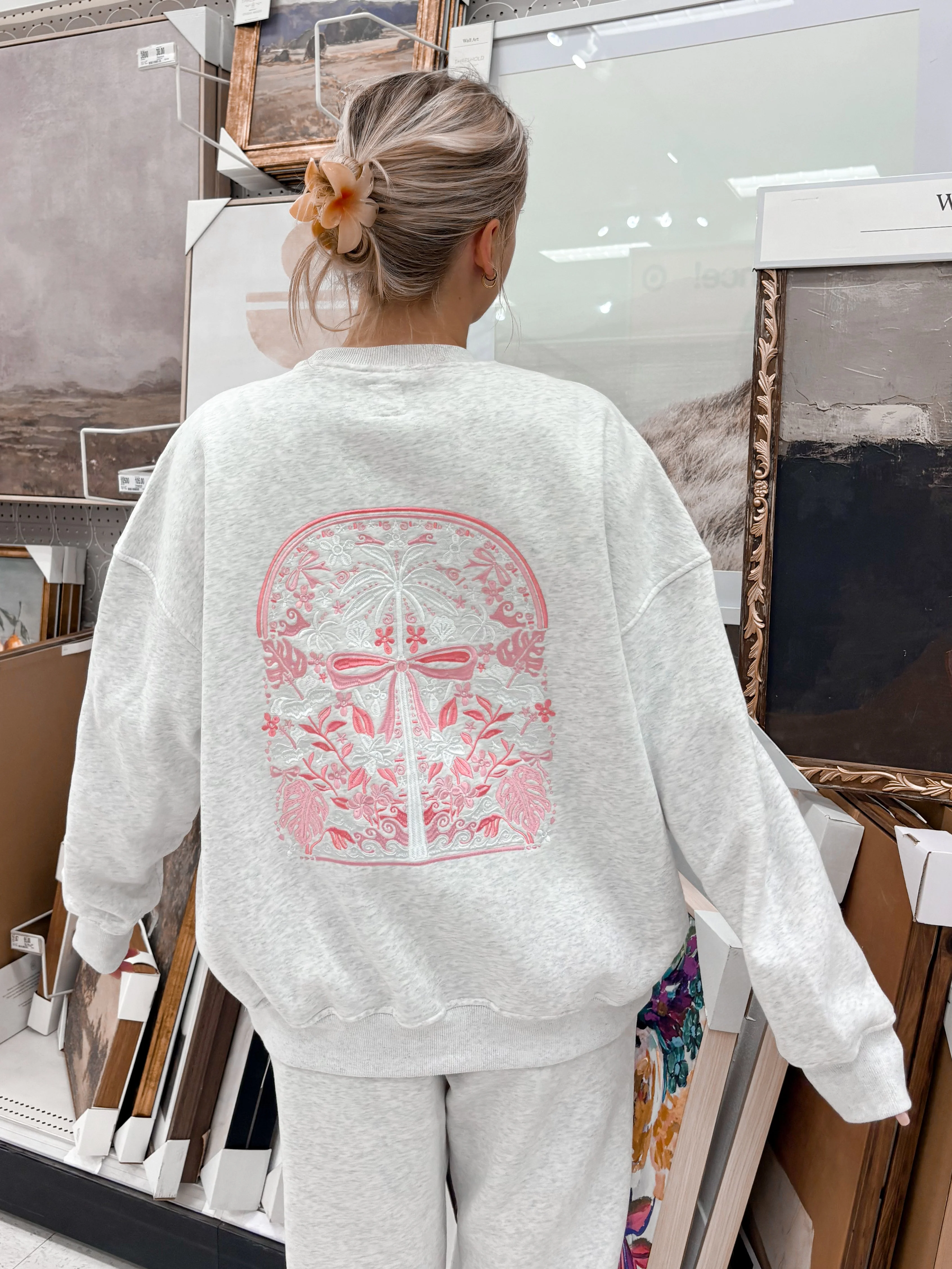 Pearl Grey Tropical Palms Sweatshirt - Image 16
